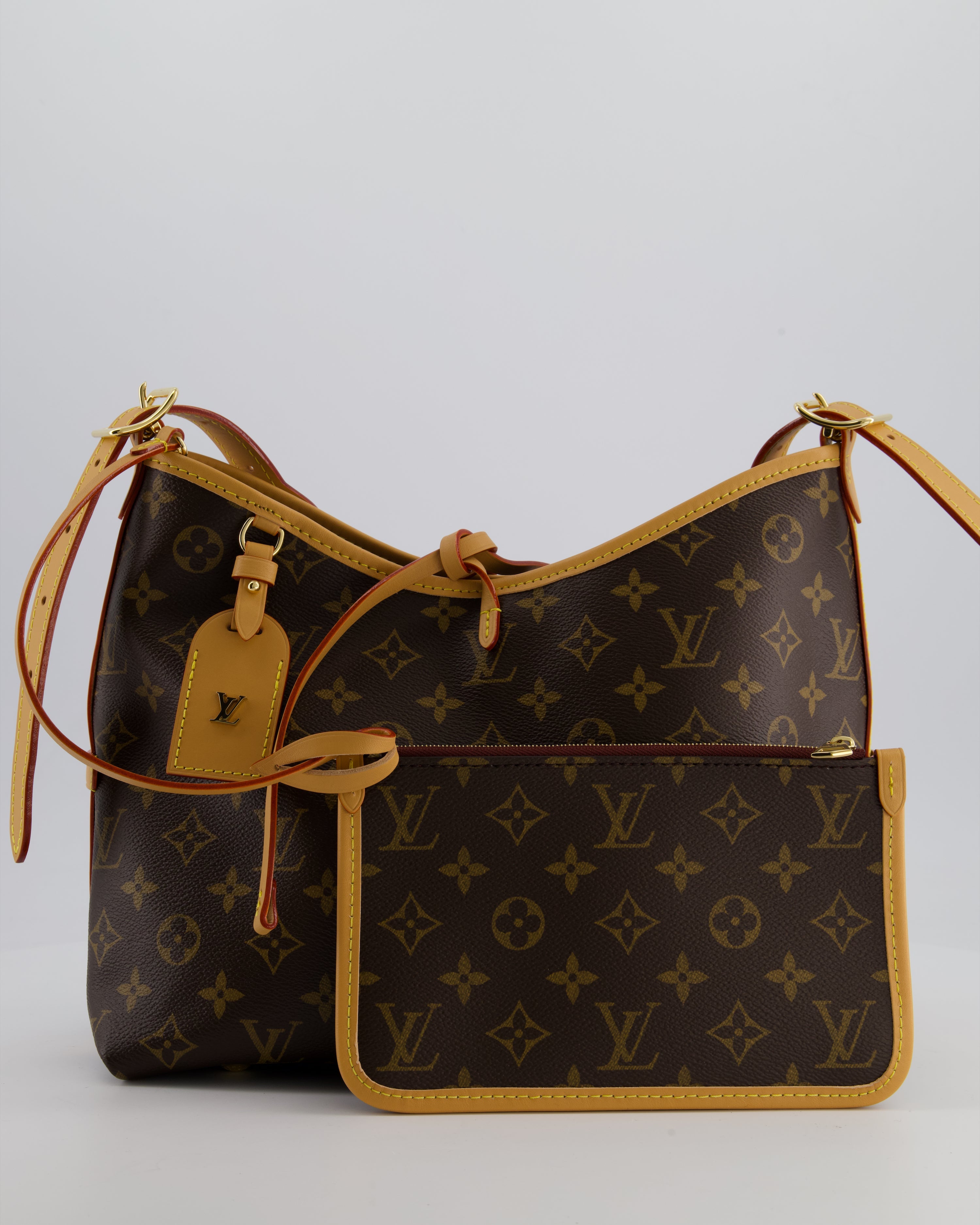 *BRAND NEW* Louis Vuitton Brown CarryAll PM Bag in Monogram Coated Canvas, Vacchetta Leather and Gold Hardware