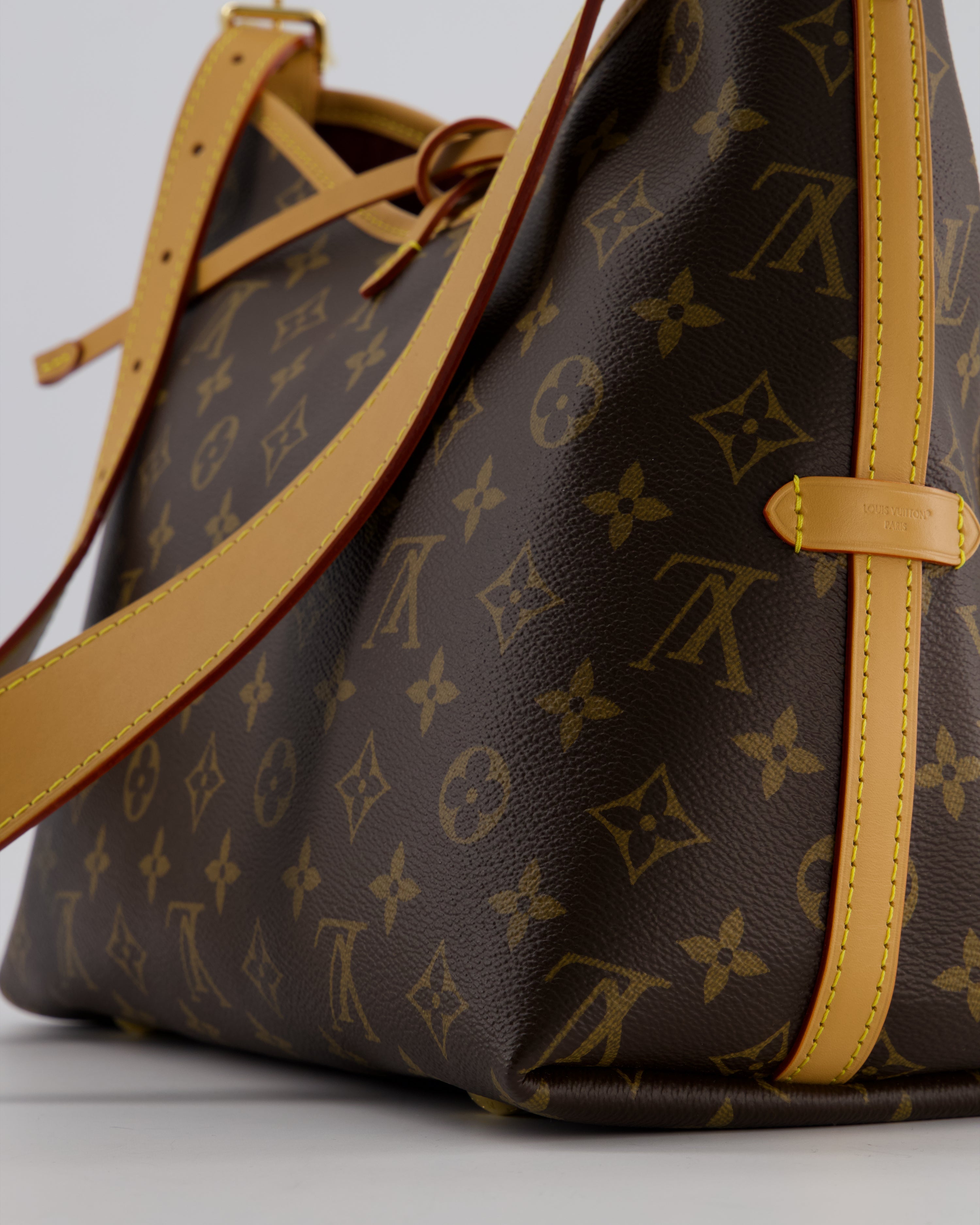 *BRAND NEW* Louis Vuitton Brown CarryAll PM Bag in Monogram Coated Canvas, Vacchetta Leather and Gold Hardware
