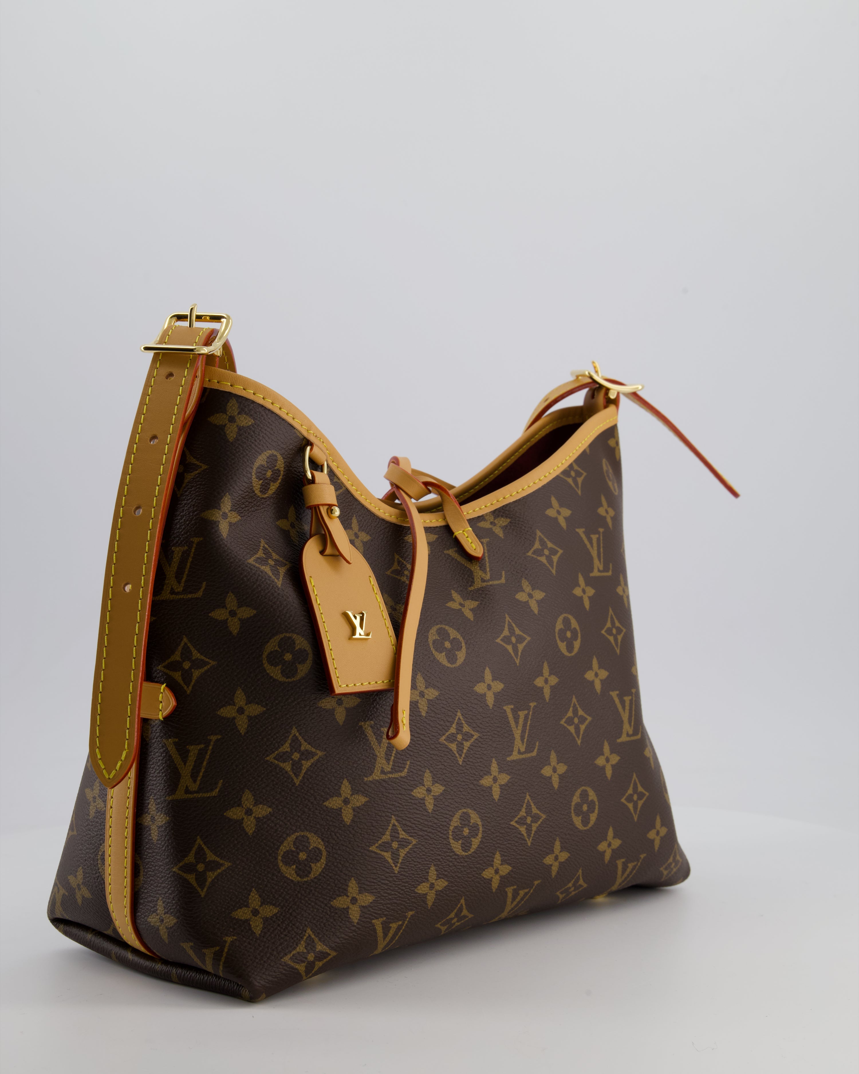 *BRAND NEW* Louis Vuitton Brown CarryAll PM Bag in Monogram Coated Canvas, Vacchetta Leather and Gold Hardware