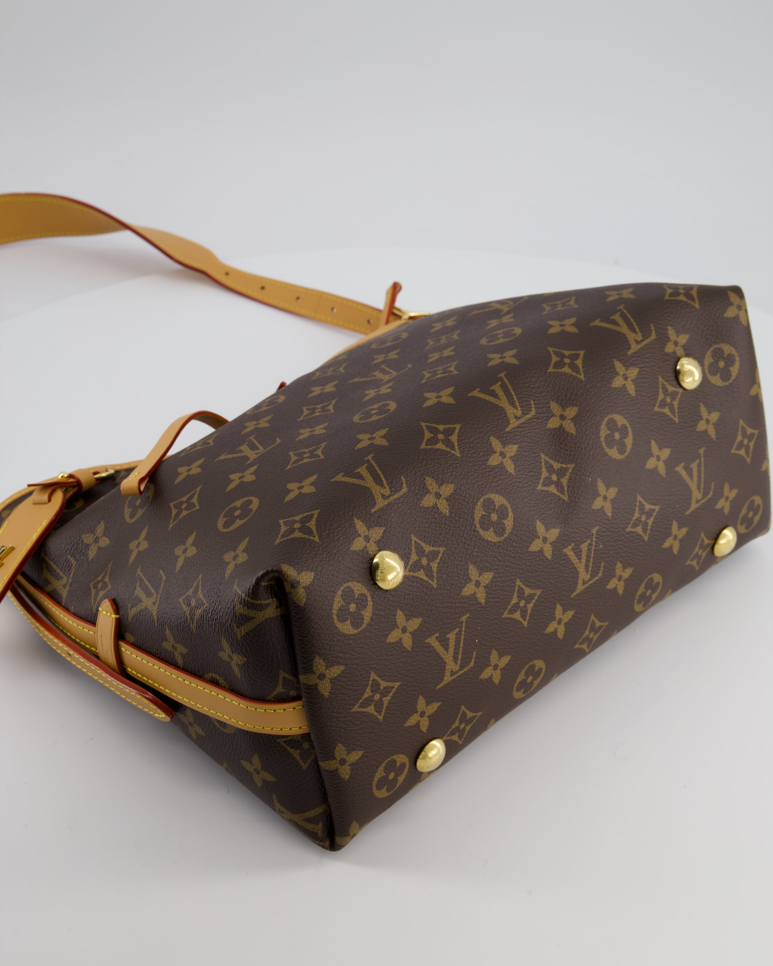 *BRAND NEW* Louis Vuitton Brown CarryAll PM Bag in Monogram Coated Canvas, Vacchetta Leather and Gold Hardware