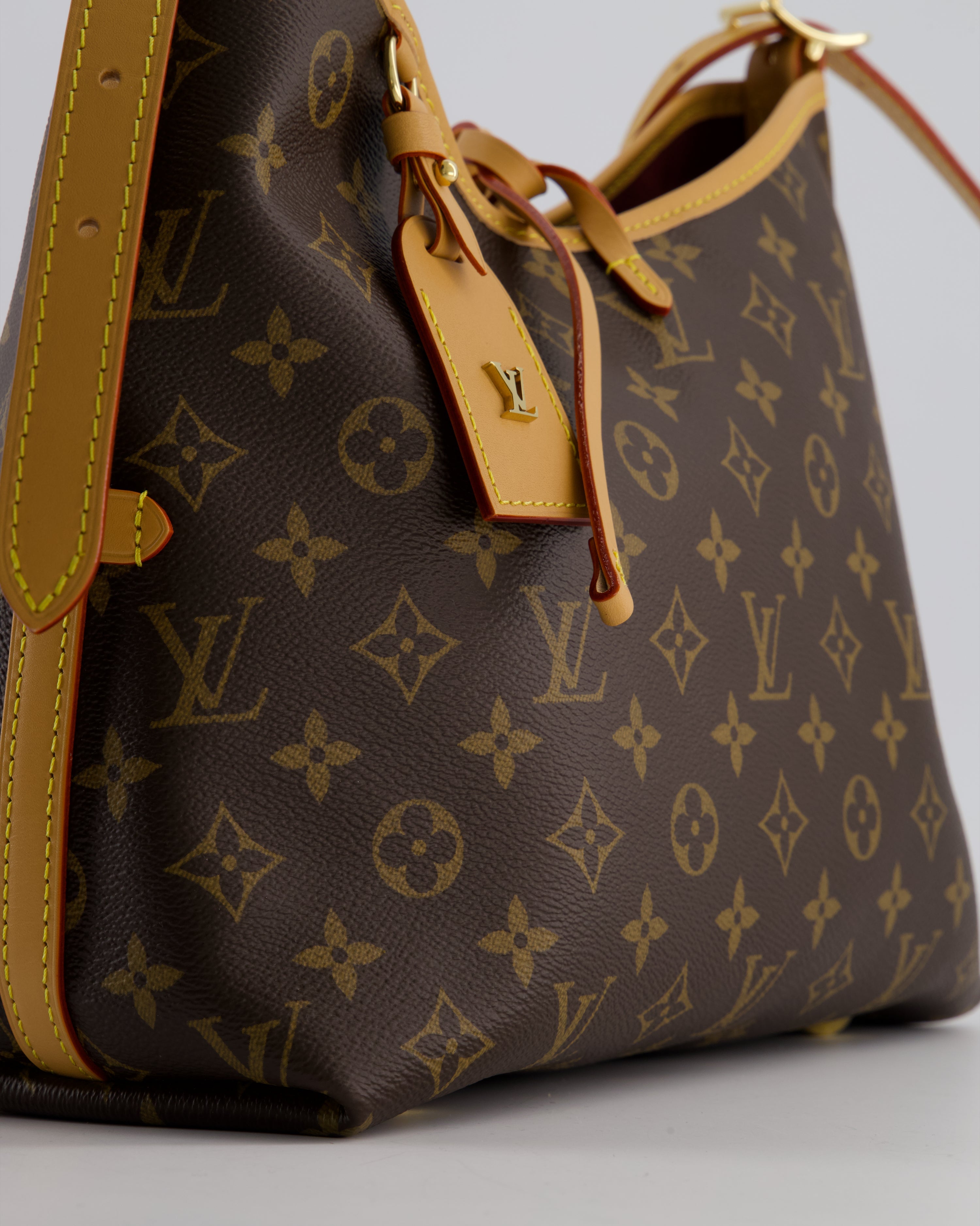 *BRAND NEW* Louis Vuitton Brown CarryAll PM Bag in Monogram Coated Canvas, Vacchetta Leather and Gold Hardware