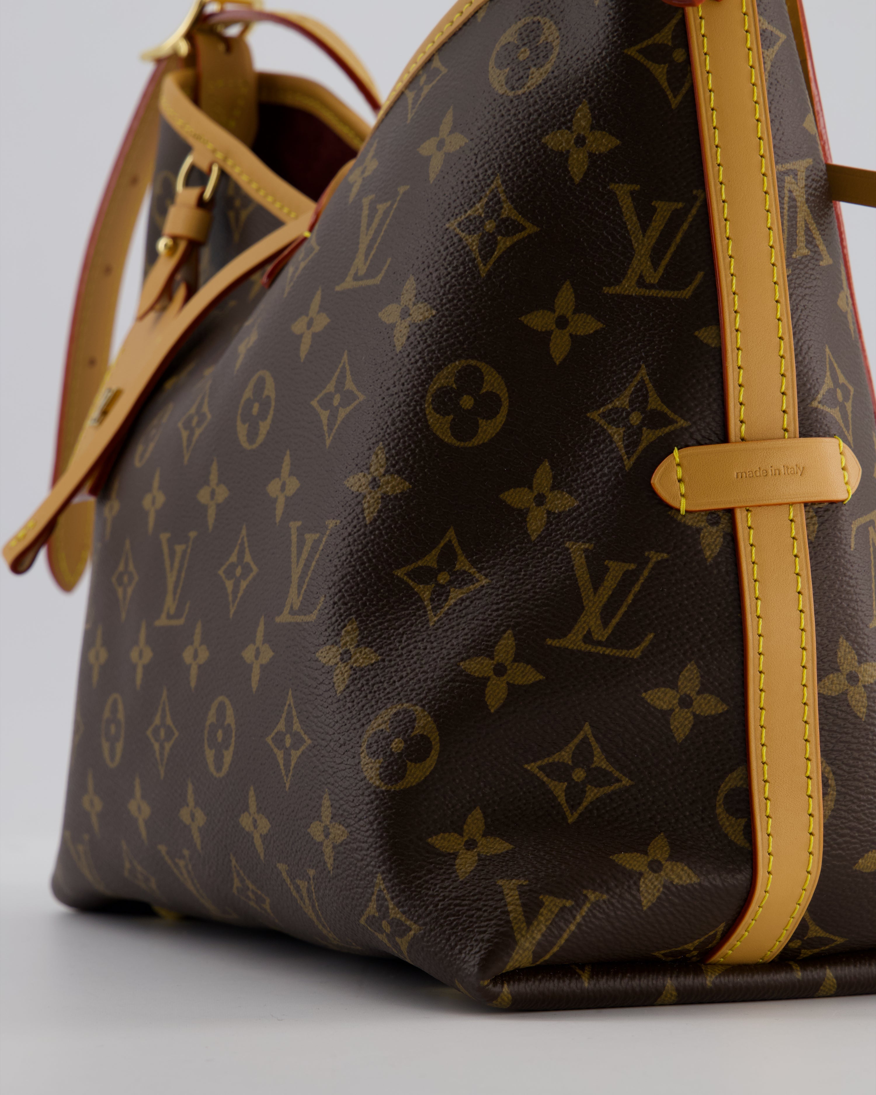 *BRAND NEW* Louis Vuitton Brown CarryAll PM Bag in Monogram Coated Canvas, Vacchetta Leather and Gold Hardware