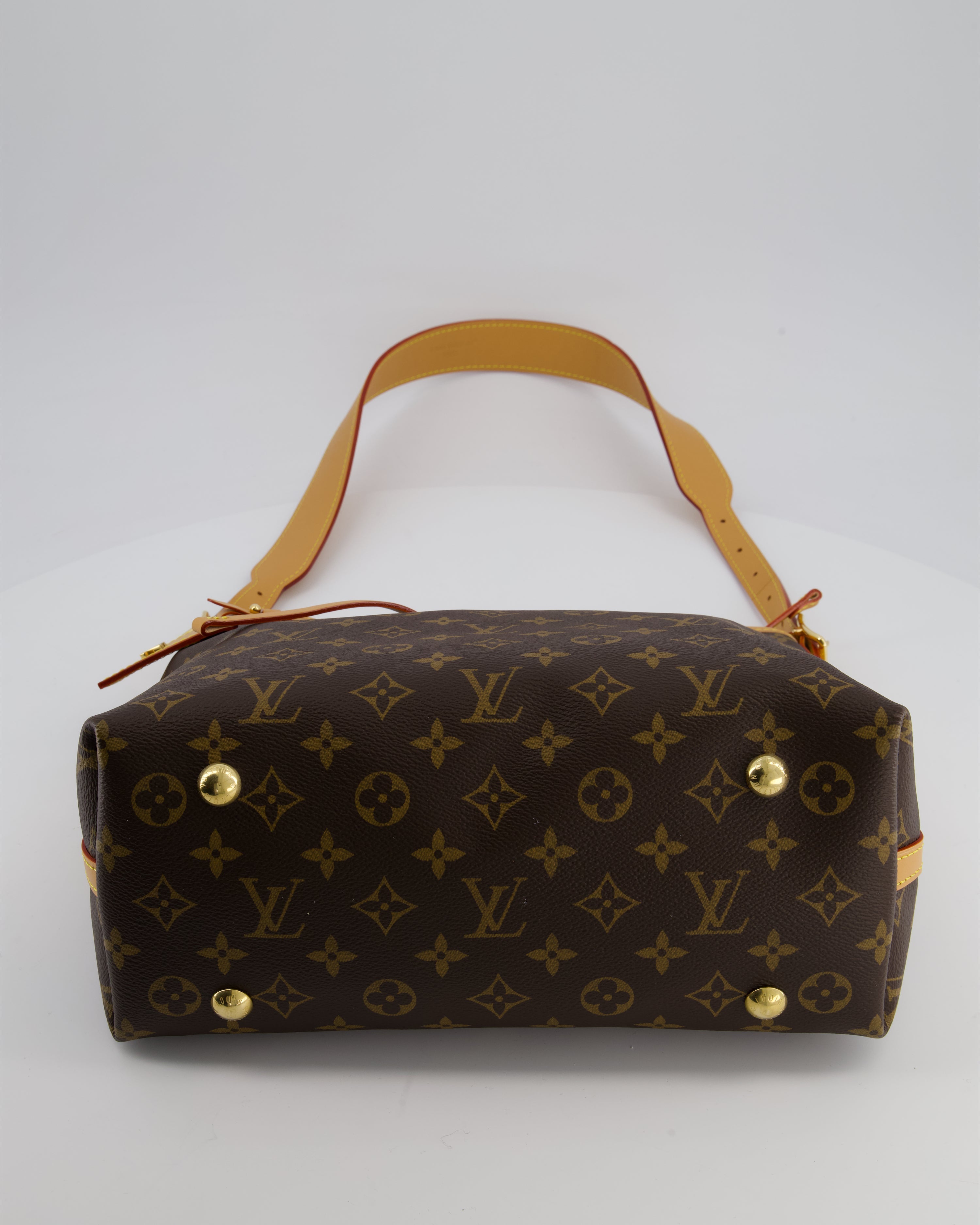 *BRAND NEW* Louis Vuitton Brown CarryAll PM Bag in Monogram Coated Canvas, Vacchetta Leather and Gold Hardware