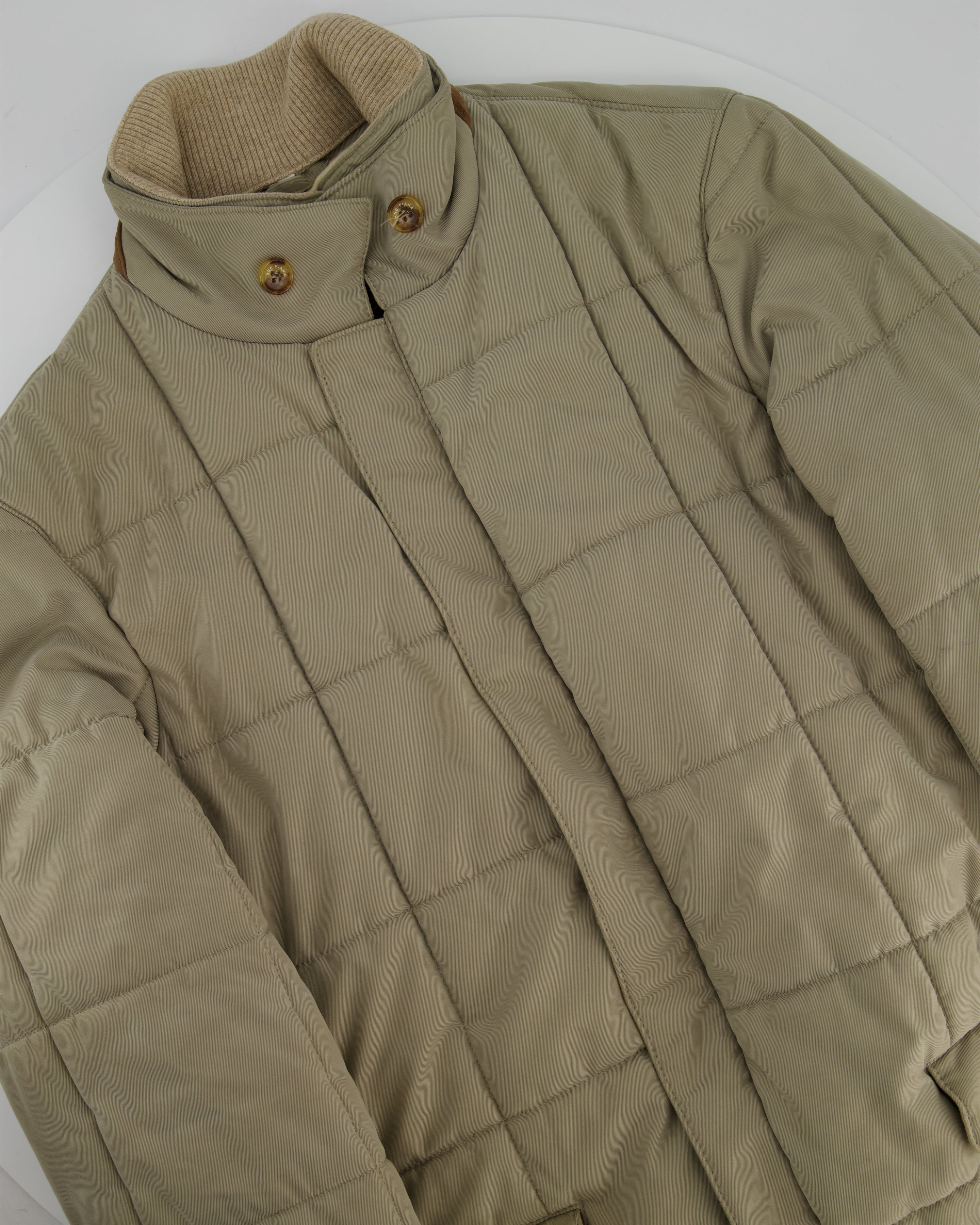 Loro Piana Mens Beige Puffer Quilted Jacket with Pocket Details Size XS (UK 34)