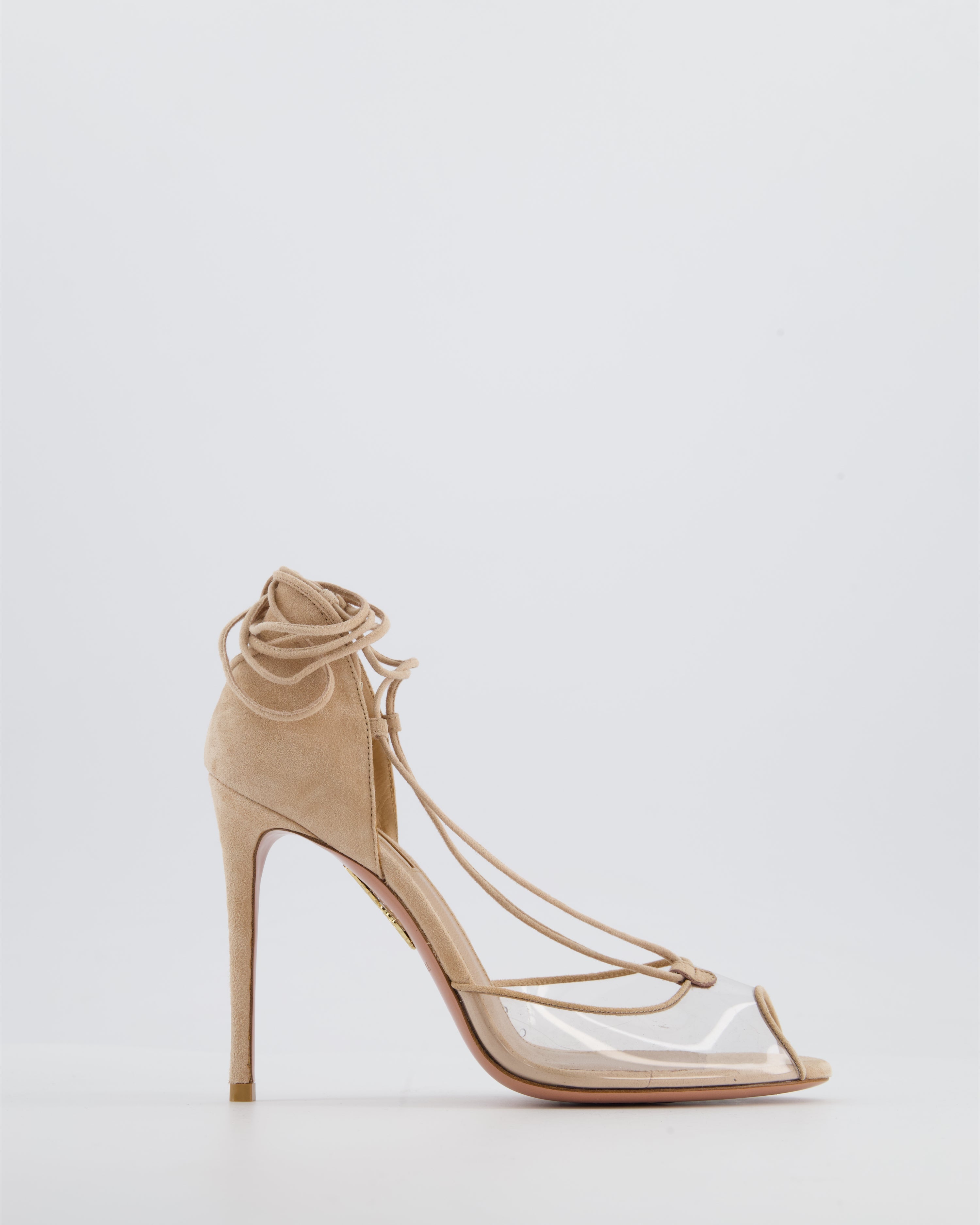 Aquazzura Beige Perspex Toe Suede Heels Size EU 36.5