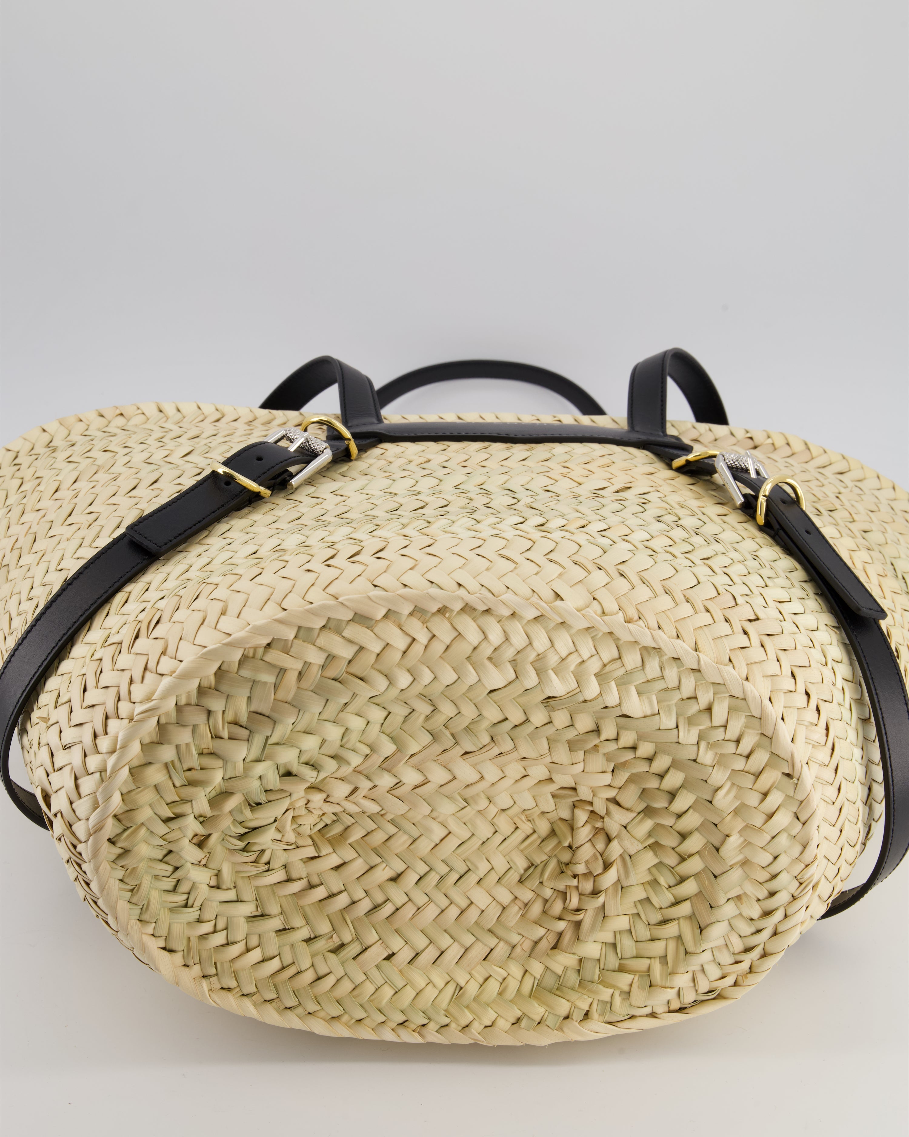 Givenchy Voyou Natural and Beige Straw Basket with Leather logo Bag