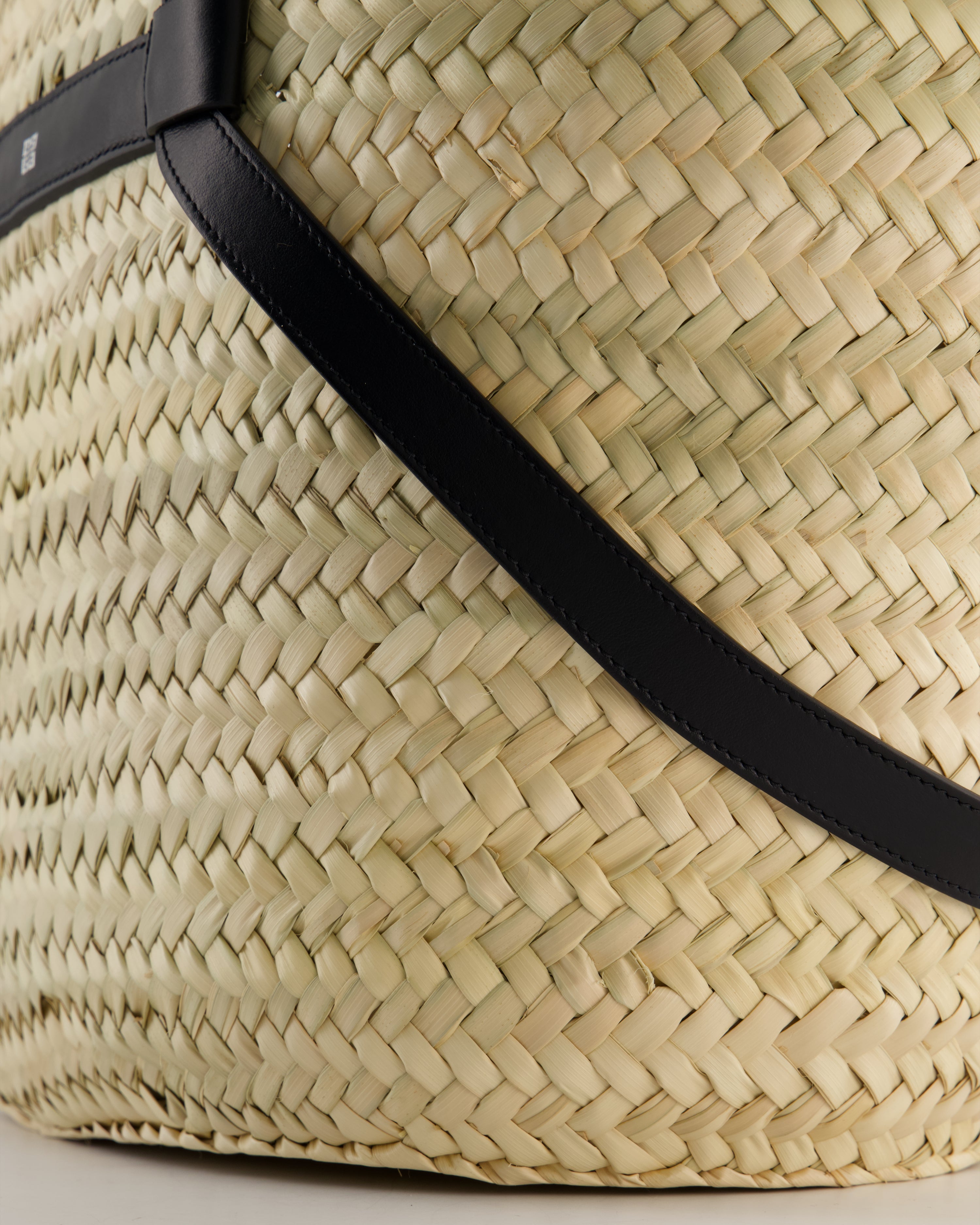 Givenchy Voyou Natural and Beige Straw Basket with Leather logo Bag