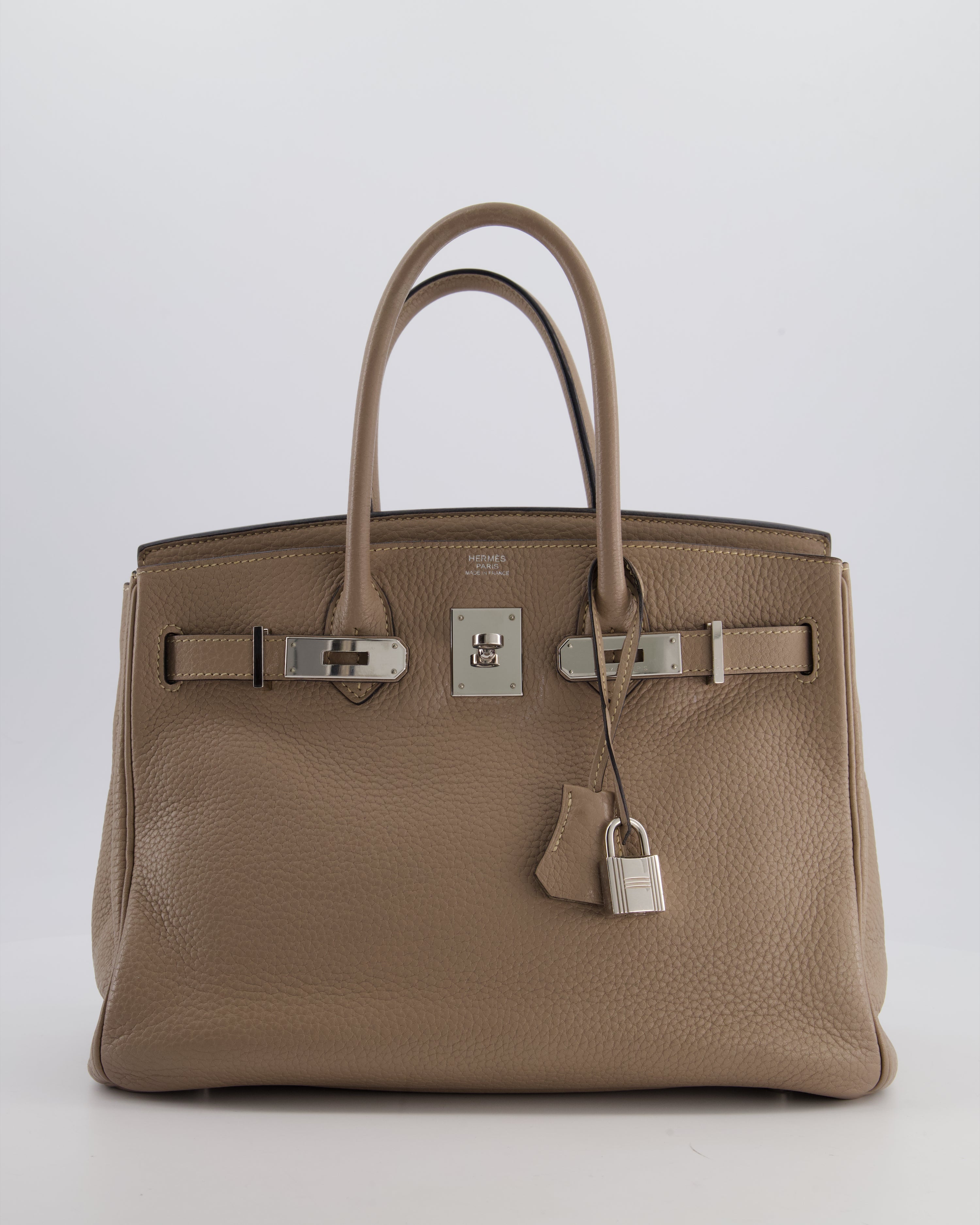 *FIRE PRICE* Hermès Birkin 30 Retourne Bag in Gris Tourterelle Clemence Leather with Palladium Hardware