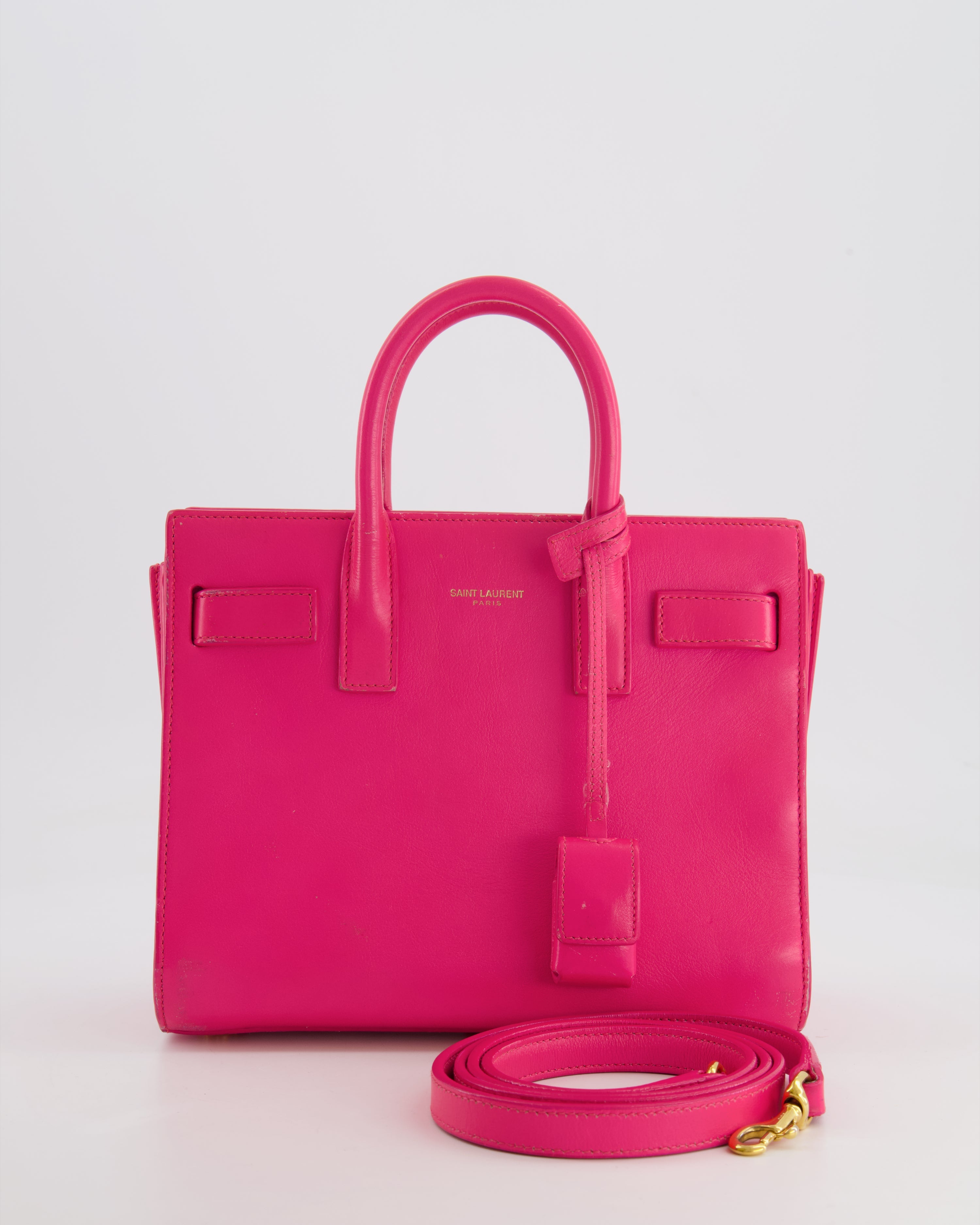 Saint Laurent Hot Pink Mini Sac De Jour Bag with Gold Hardware RRP £2,040