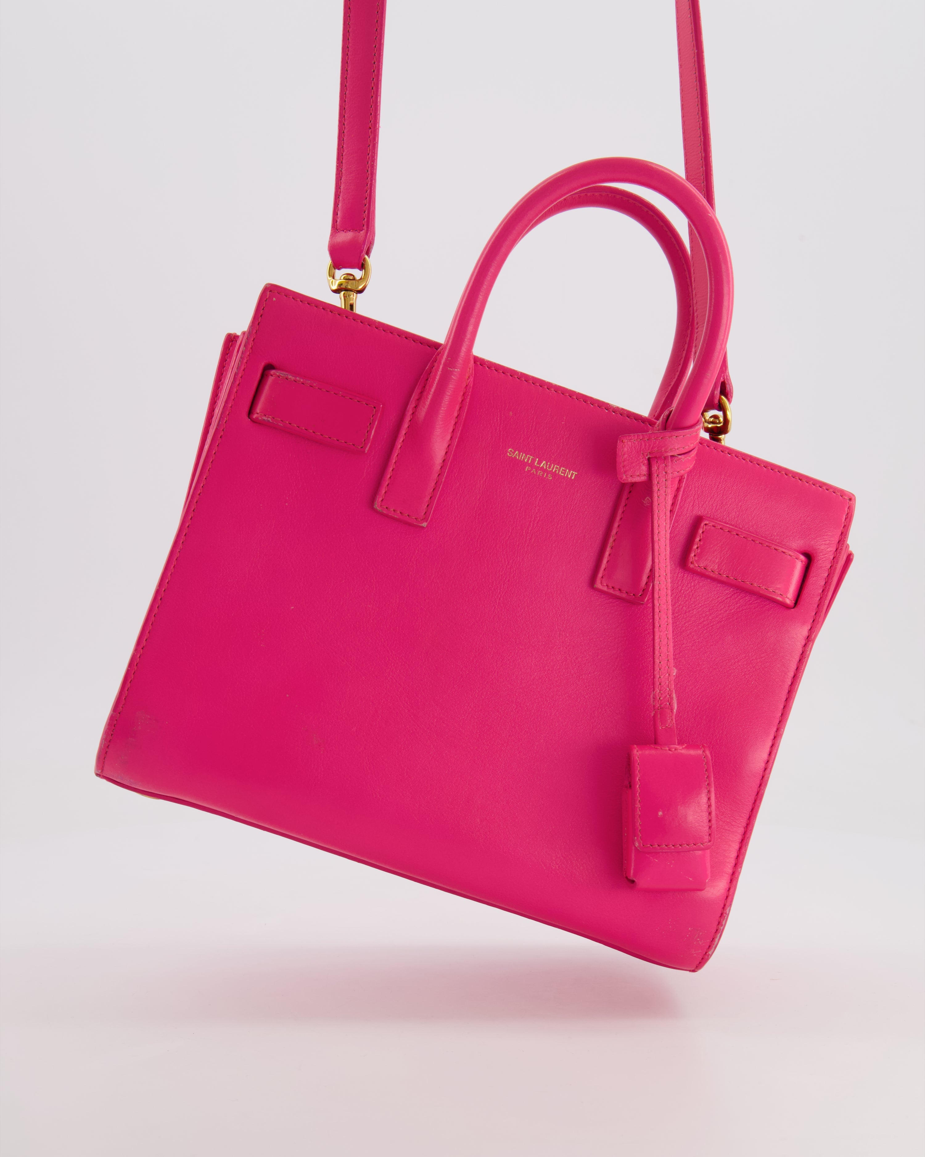 Saint Laurent Hot Pink Mini Sac De Jour Bag with Gold Hardware RRP £2,040