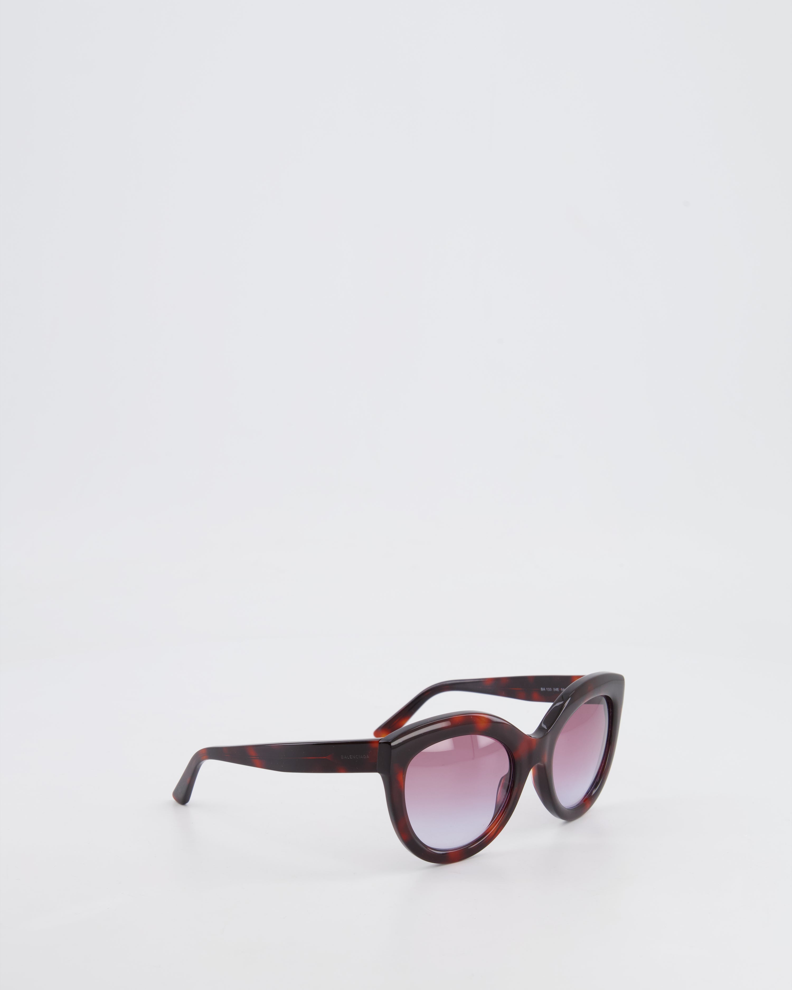 Balenciaga Tortoiseshell Burgundy Sunglasses with Small Engraved Logo Detail