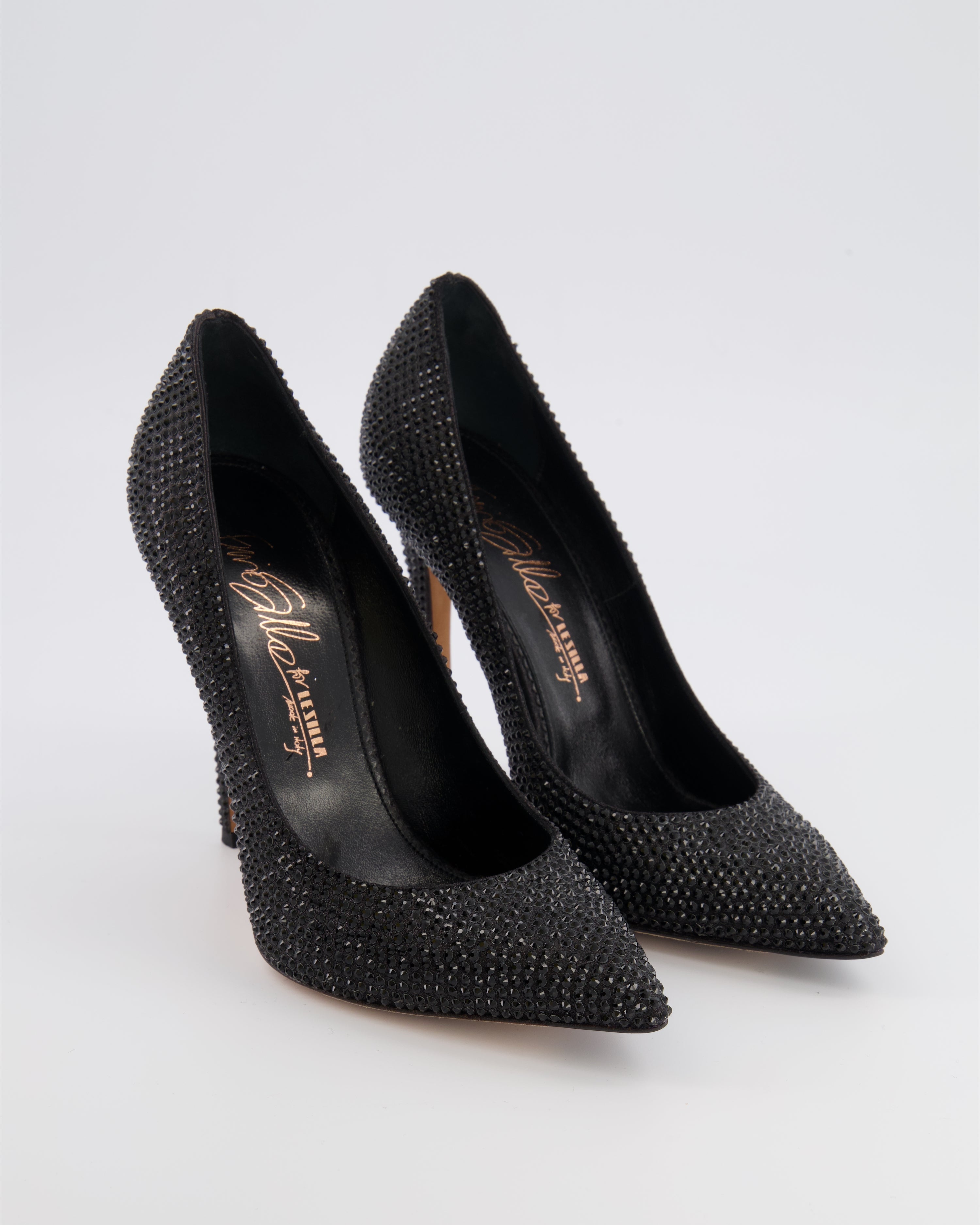 Le Silla Black Crystal Embellished Pumps Size EU 38 RRP £1,080