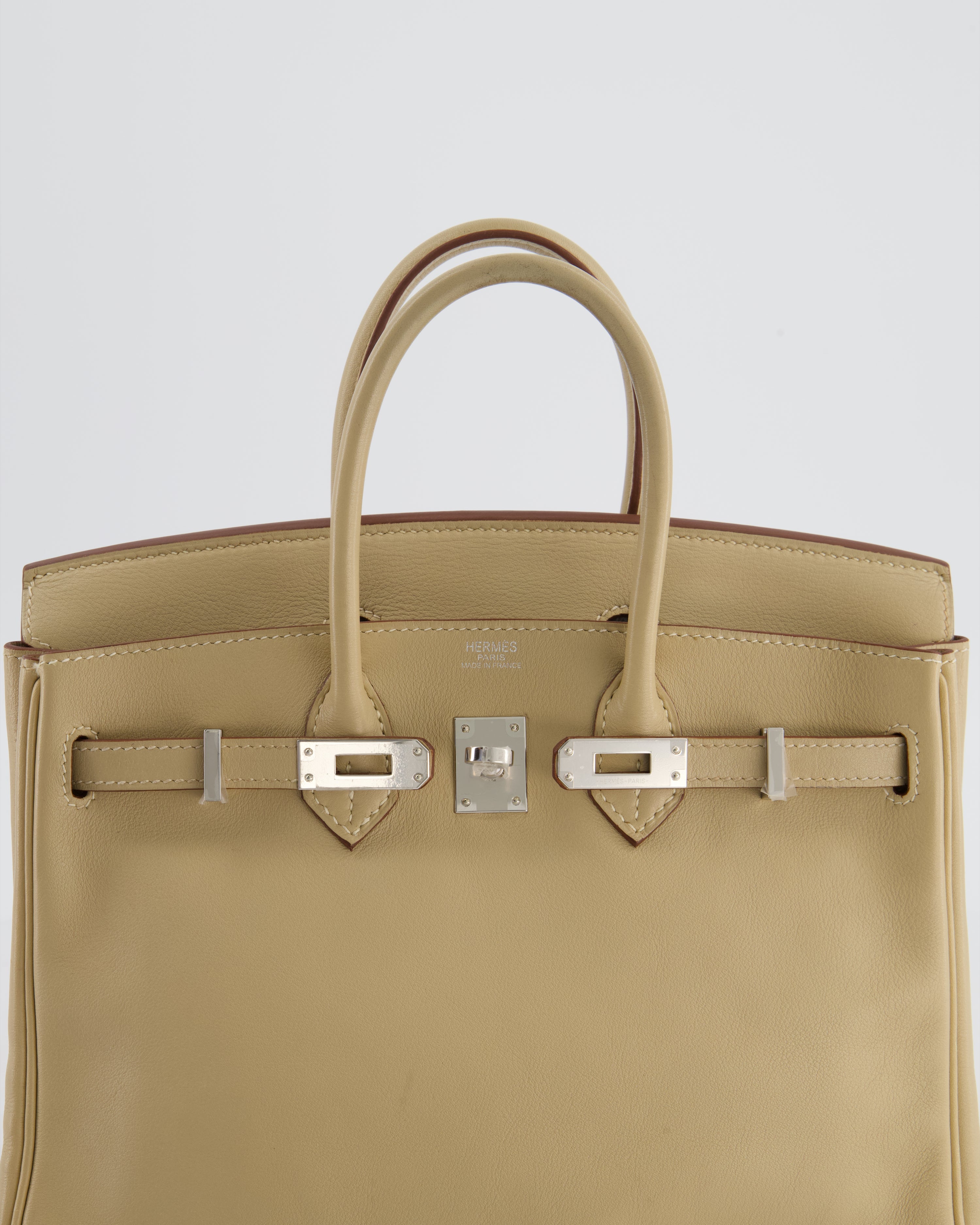 *FIRE PRICE* Hermès Birkin 25 Retourne Bag in Parchemin Swift Leather with Palladium Hardware