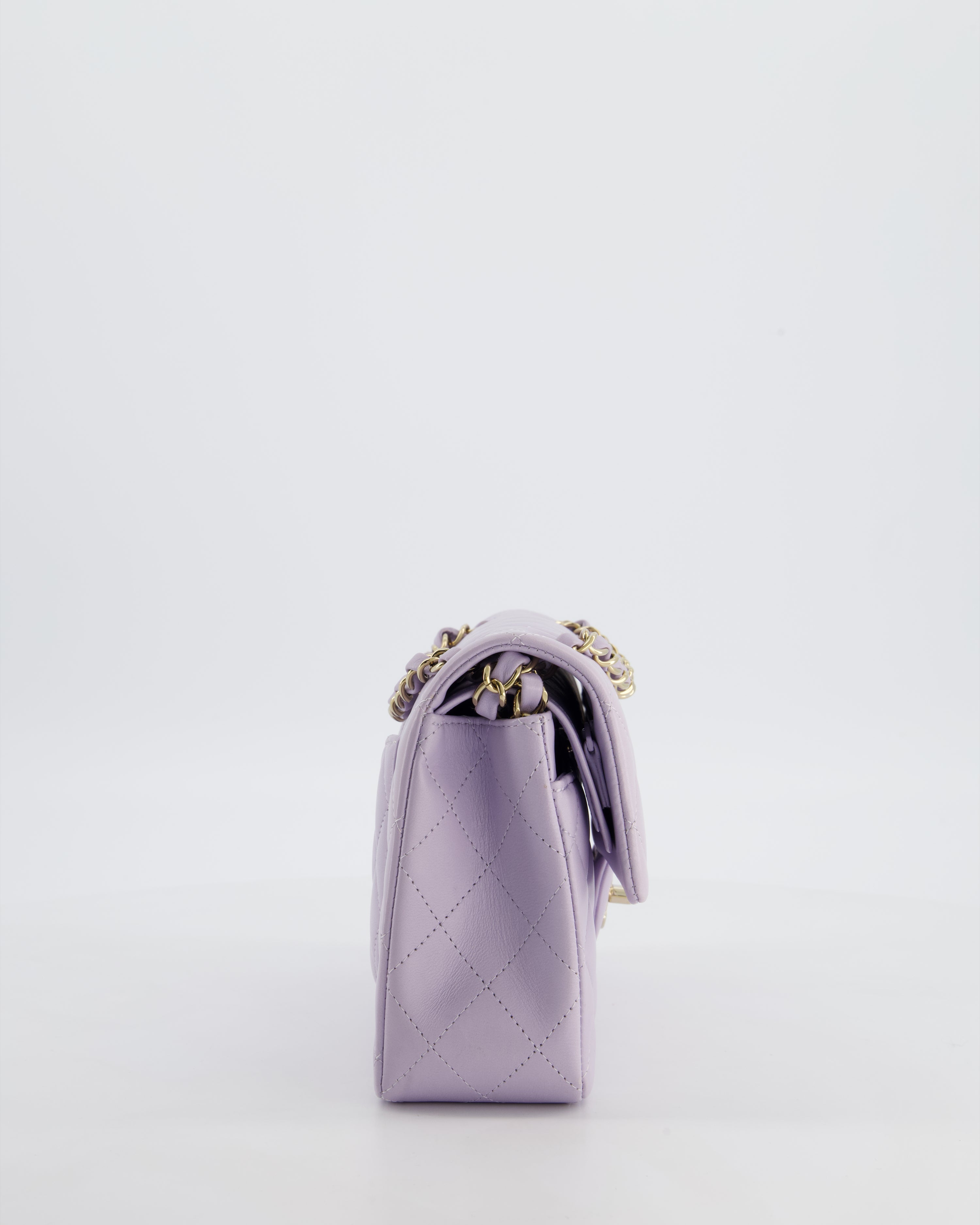 *CUTE COLOUR* Chanel Small Classic Double Flap Bag in Light Violet Lambskin Leather with Champagne Gold Hardware