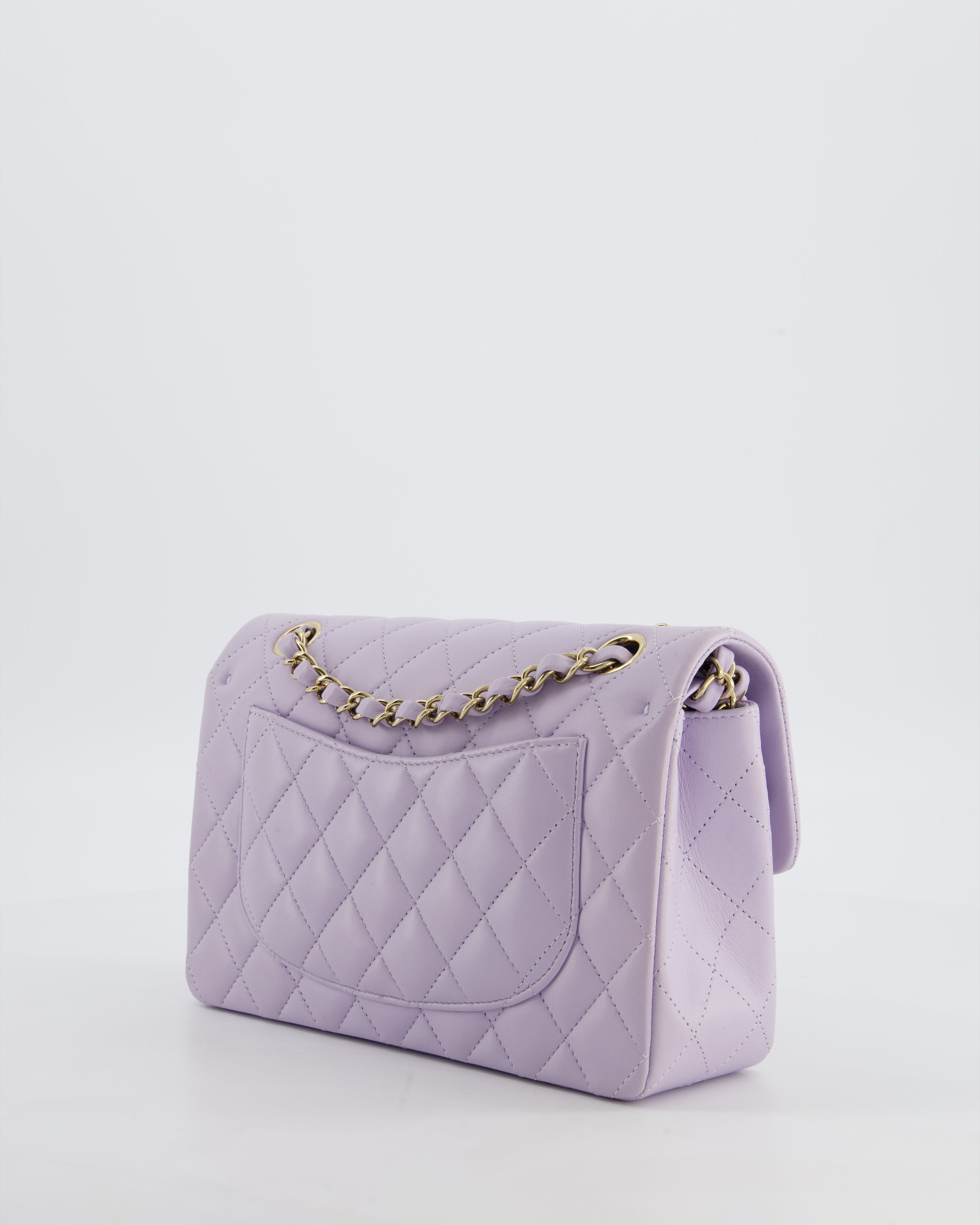 *CUTE COLOUR* Chanel Small Classic Double Flap Bag in Light Violet Lambskin Leather with Champagne Gold Hardware