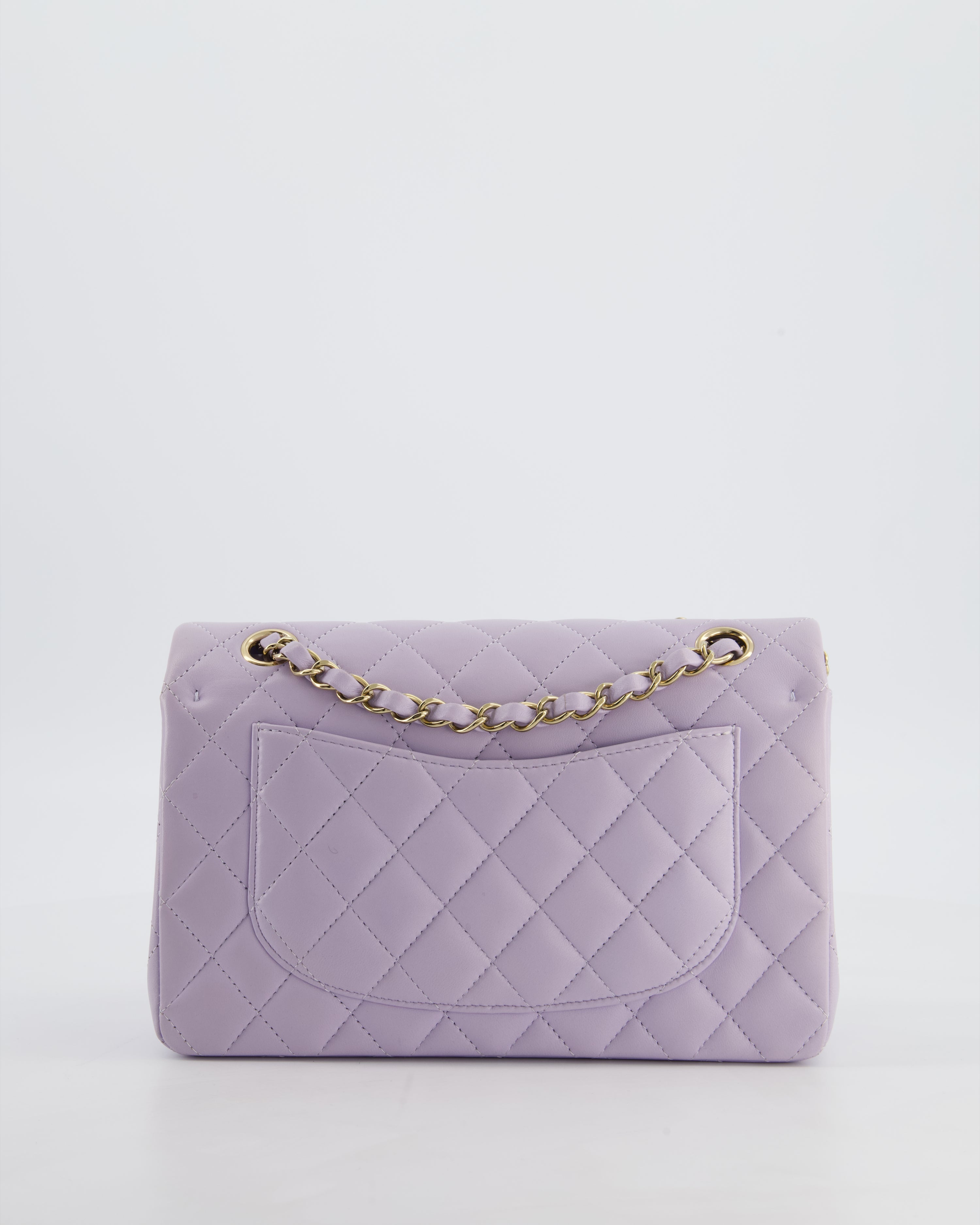 *CUTE COLOUR* Chanel Small Classic Double Flap Bag in Light Violet Lambskin Leather with Champagne Gold Hardware