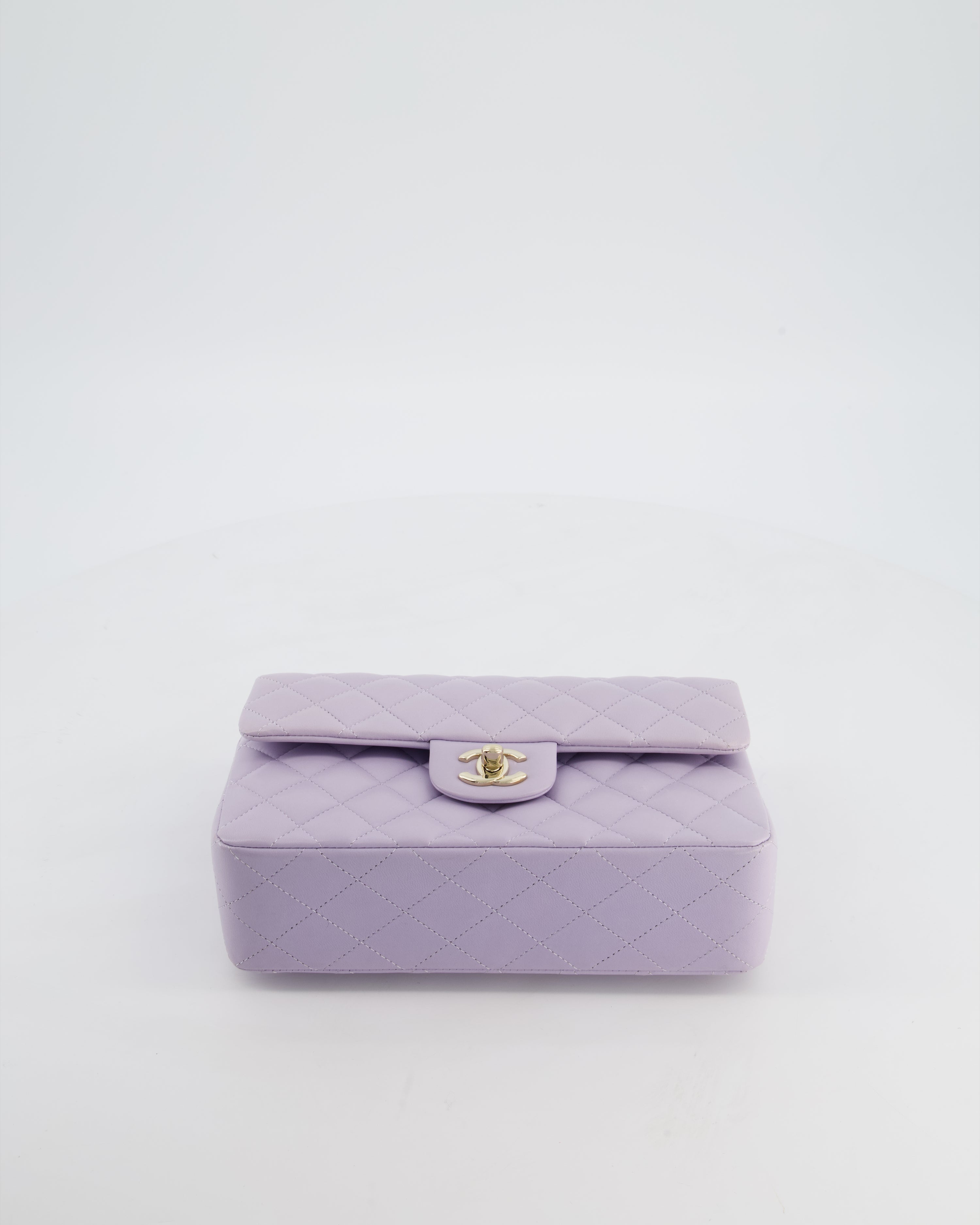*CUTE COLOUR* Chanel Small Classic Double Flap Bag in Light Violet Lambskin Leather with Champagne Gold Hardware
