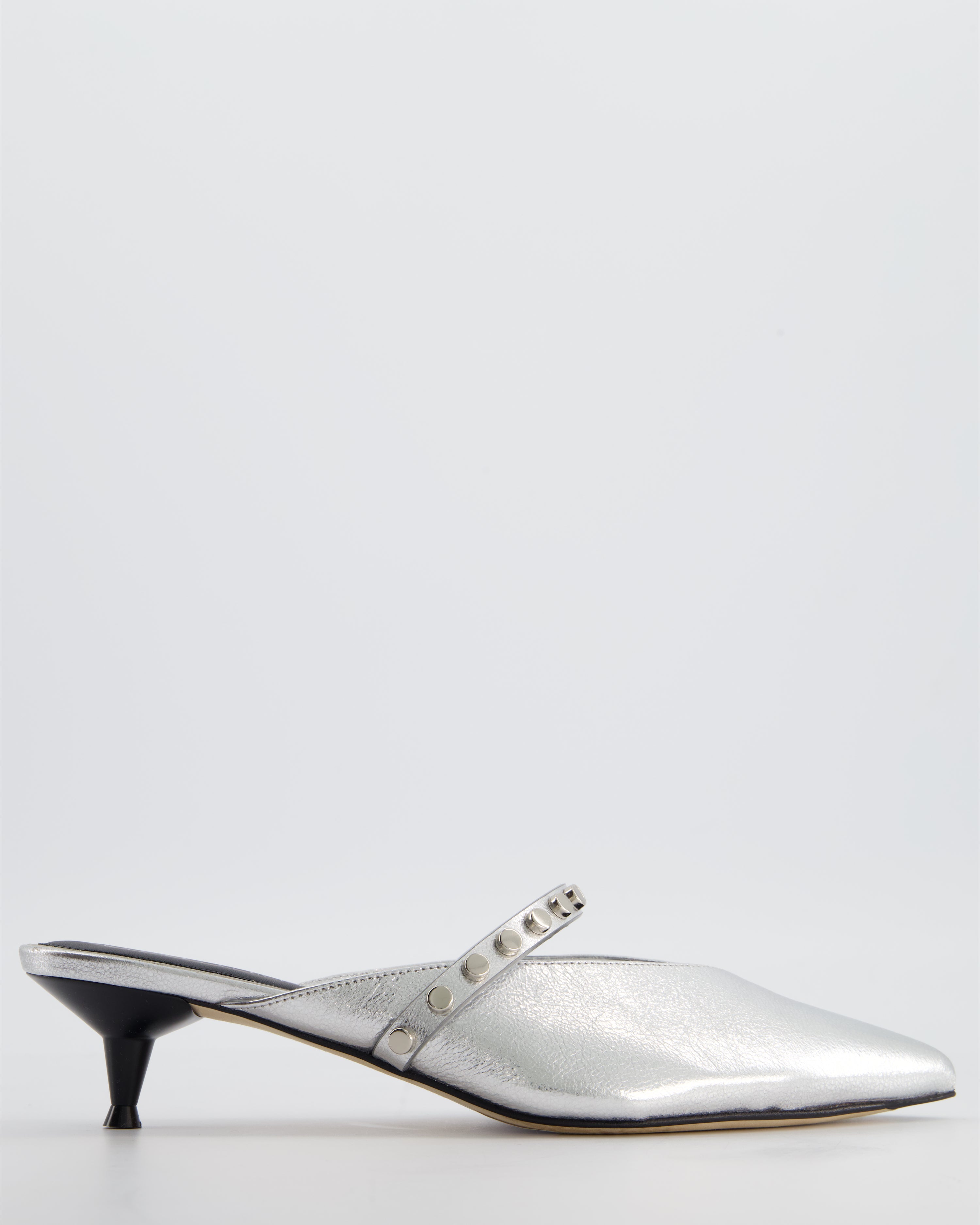 Alexander McQueen Studded Silver Heeled Mules Size EU 37