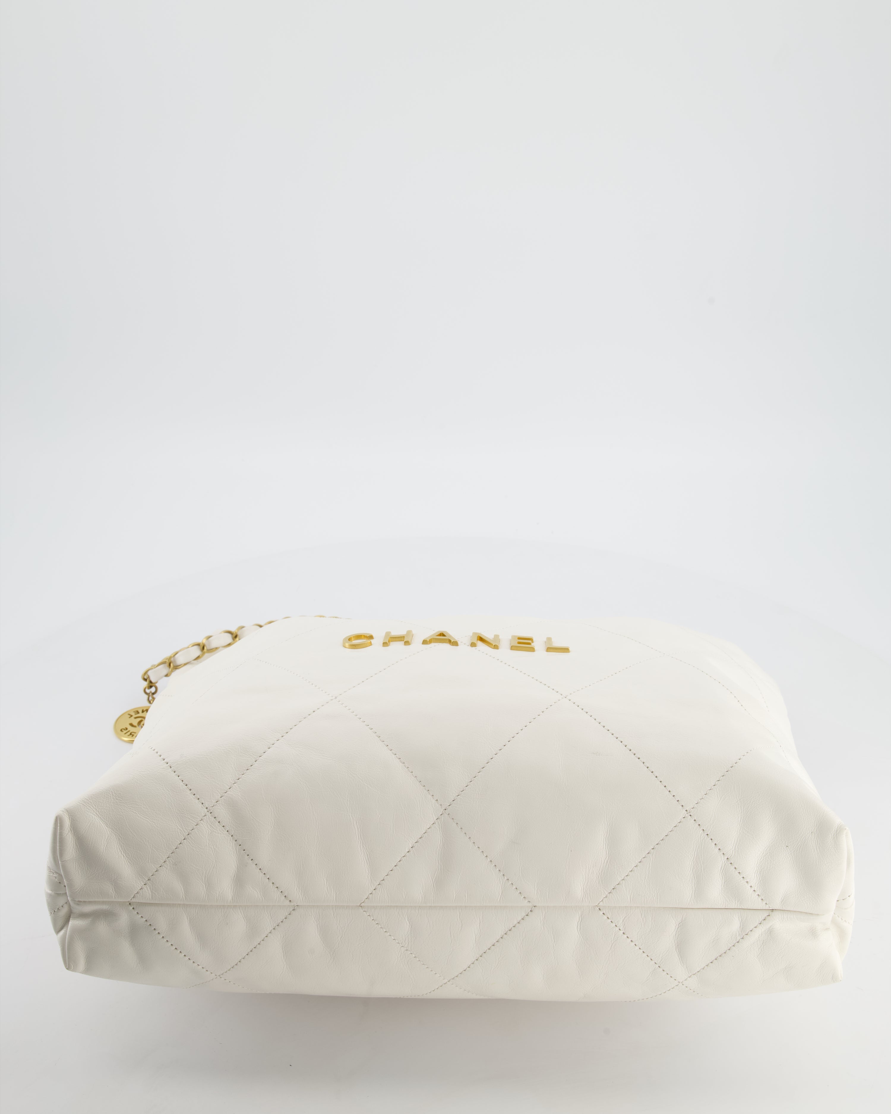 *FIRE PRICE* Chanel 22 Small Bag in White Aged Calfskin with Brushed Gold Hardware