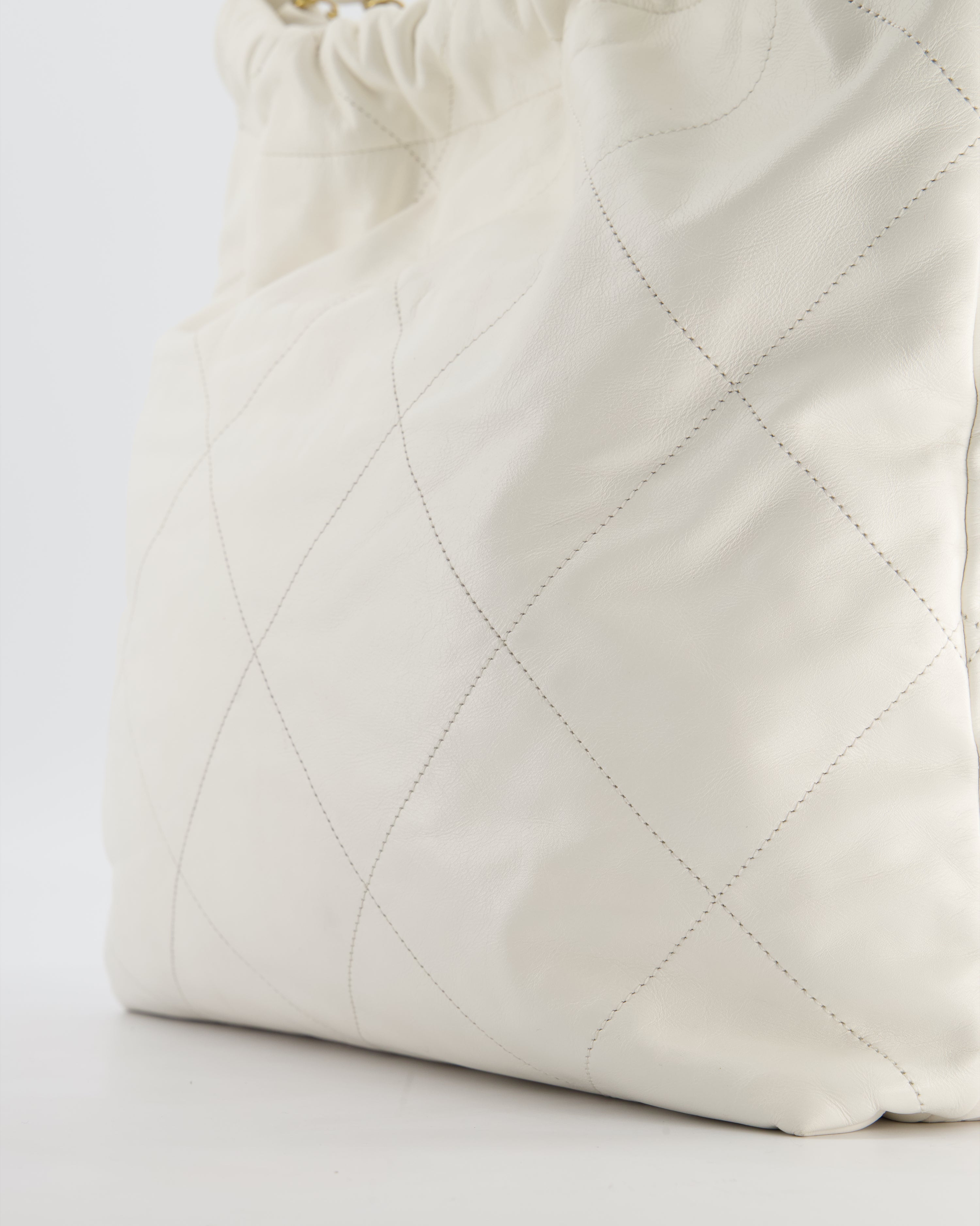 *FIRE PRICE* Chanel 22 Small Bag in White Aged Calfskin with Brushed Gold Hardware