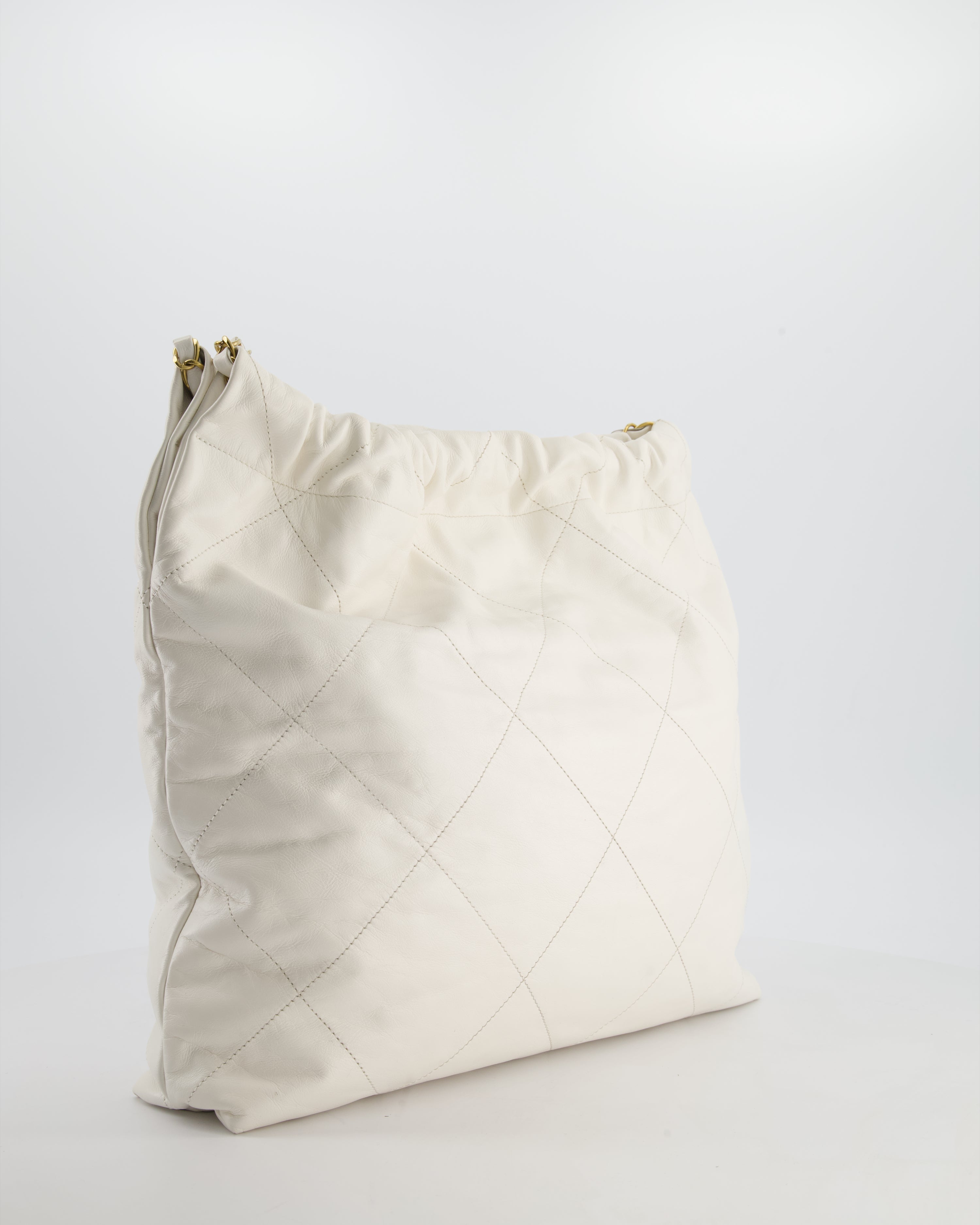 *FIRE PRICE* Chanel 22 Small Bag in White Aged Calfskin with Brushed Gold Hardware