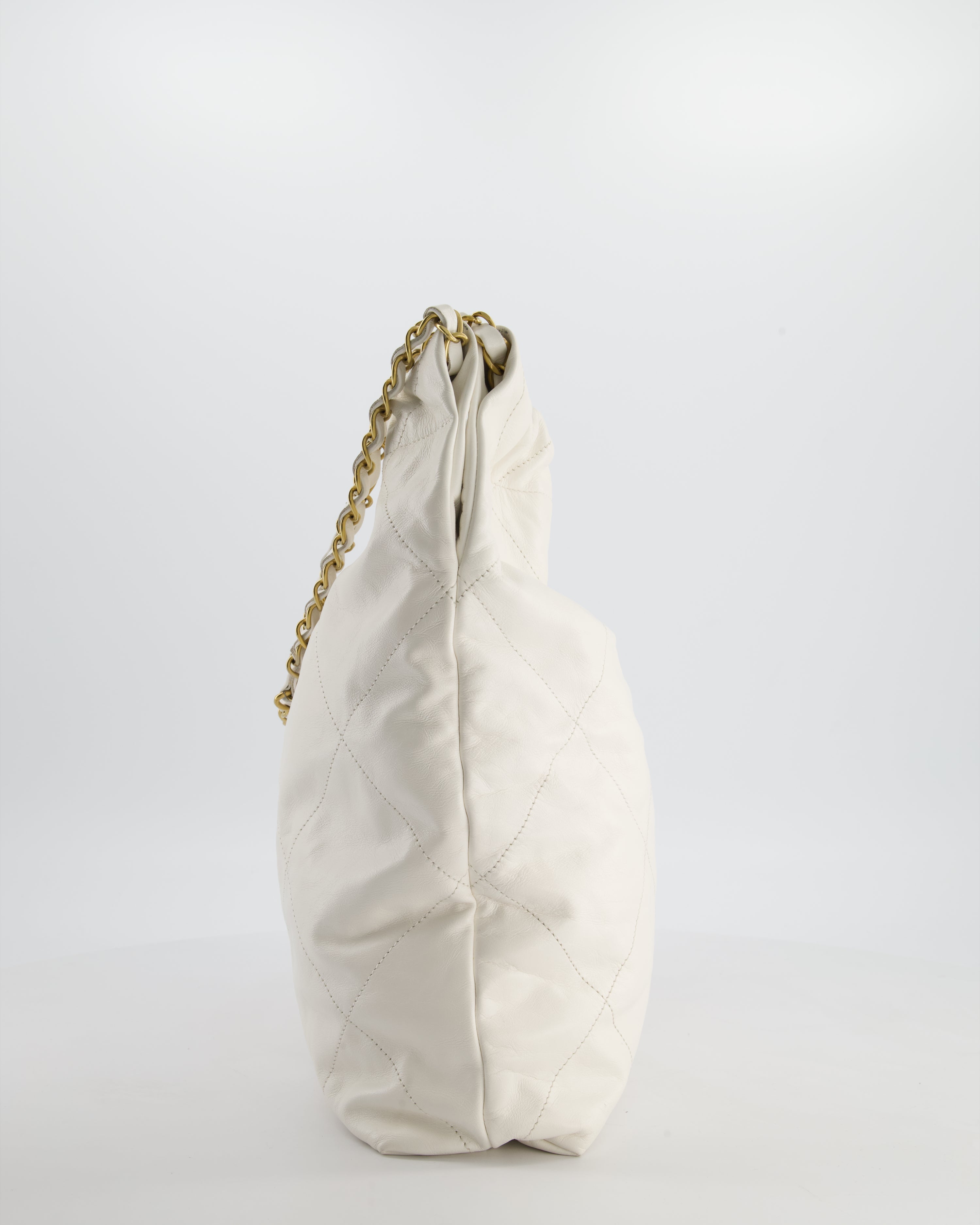 *FIRE PRICE* Chanel 22 Small Bag in White Aged Calfskin with Brushed Gold Hardware