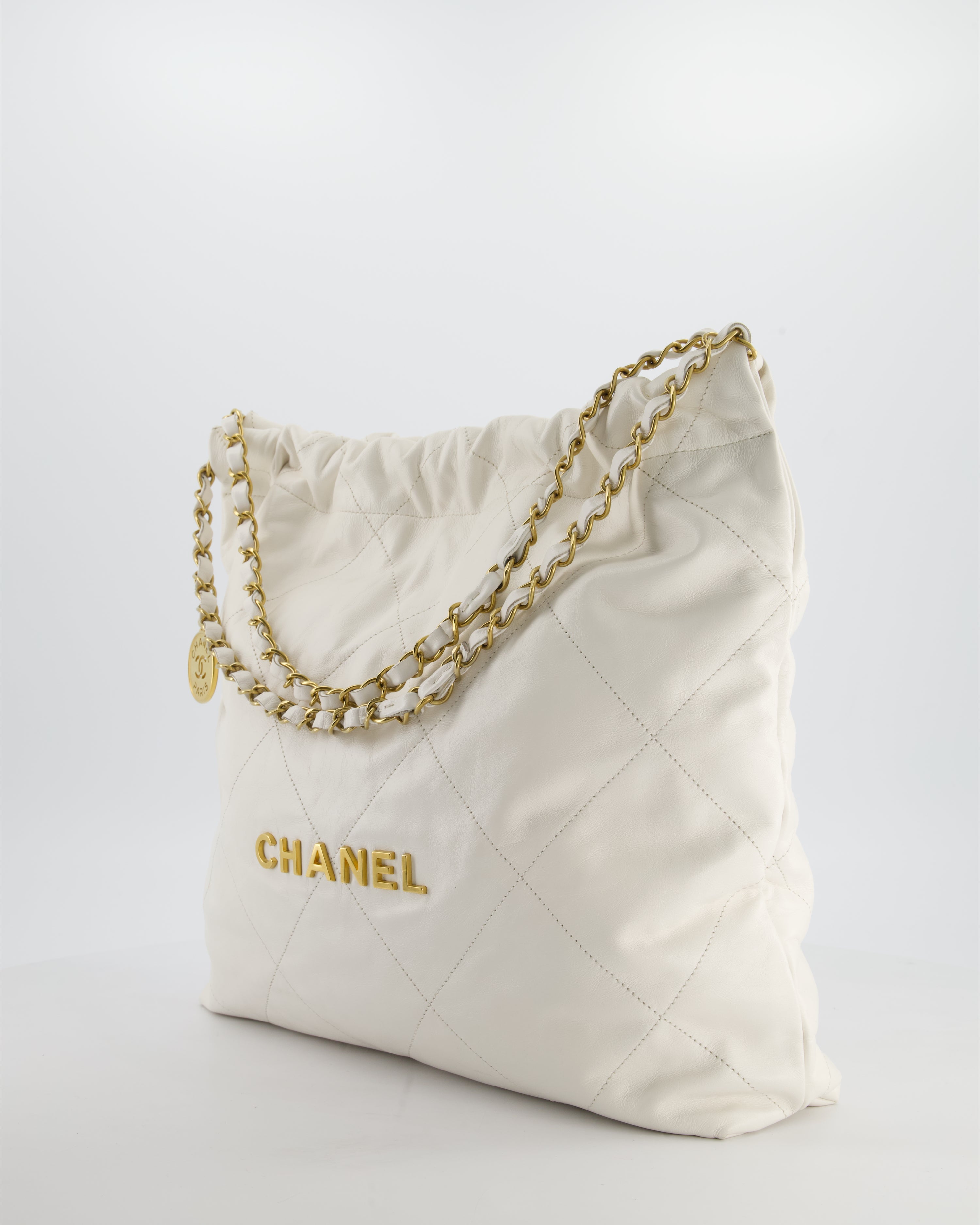 *FIRE PRICE* Chanel 22 Small Bag in White Aged Calfskin with Brushed Gold Hardware