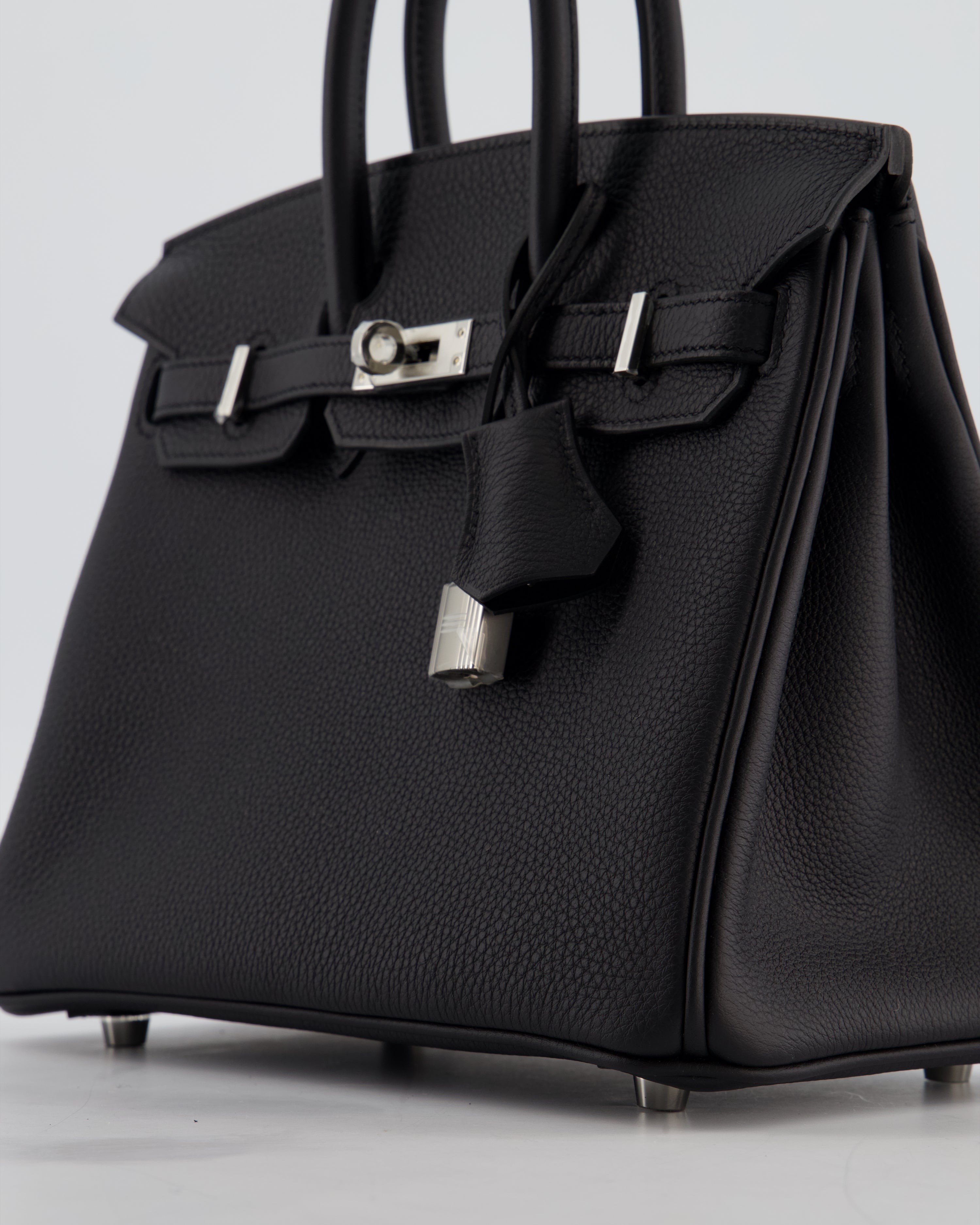 *HOT & RARE* Hermès Birkin 25 Retourne Bag in Noir Togo Leather with Palladium Hardware