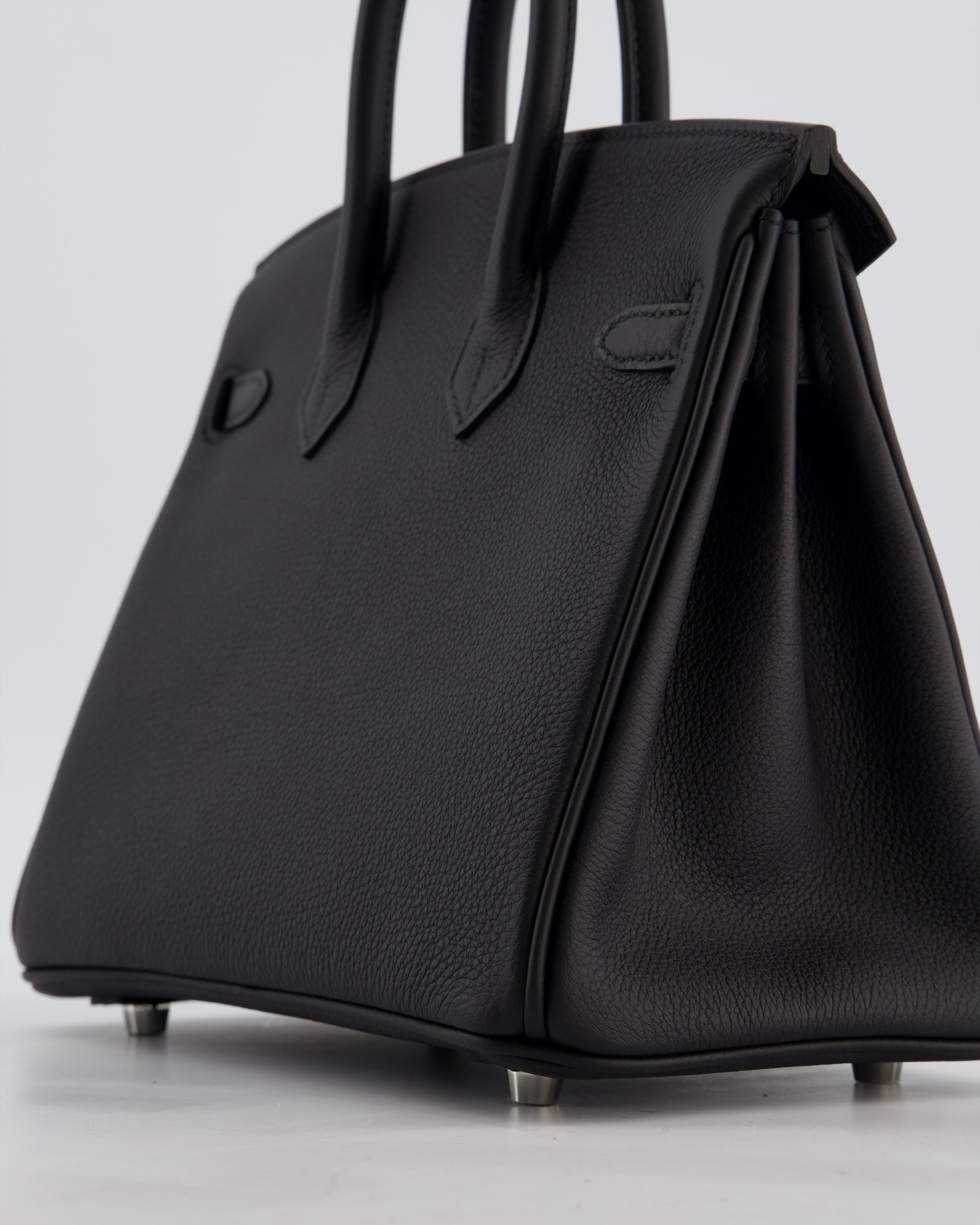 *HOT & RARE* Hermès Birkin 25 Retourne Bag in Noir Togo Leather with Palladium Hardware