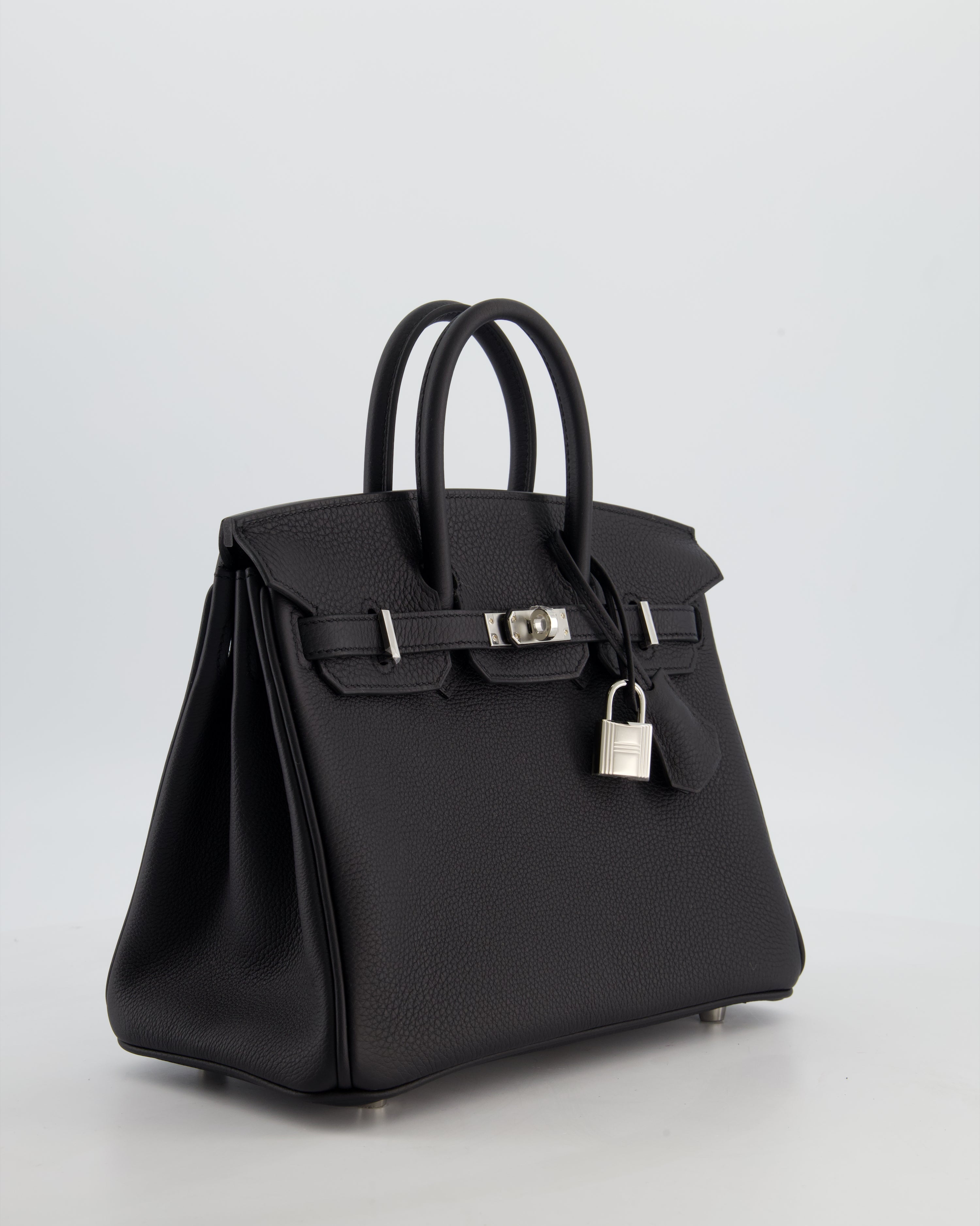*HOT & RARE* Hermès Birkin 25 Retourne Bag in Noir Togo Leather with Palladium Hardware