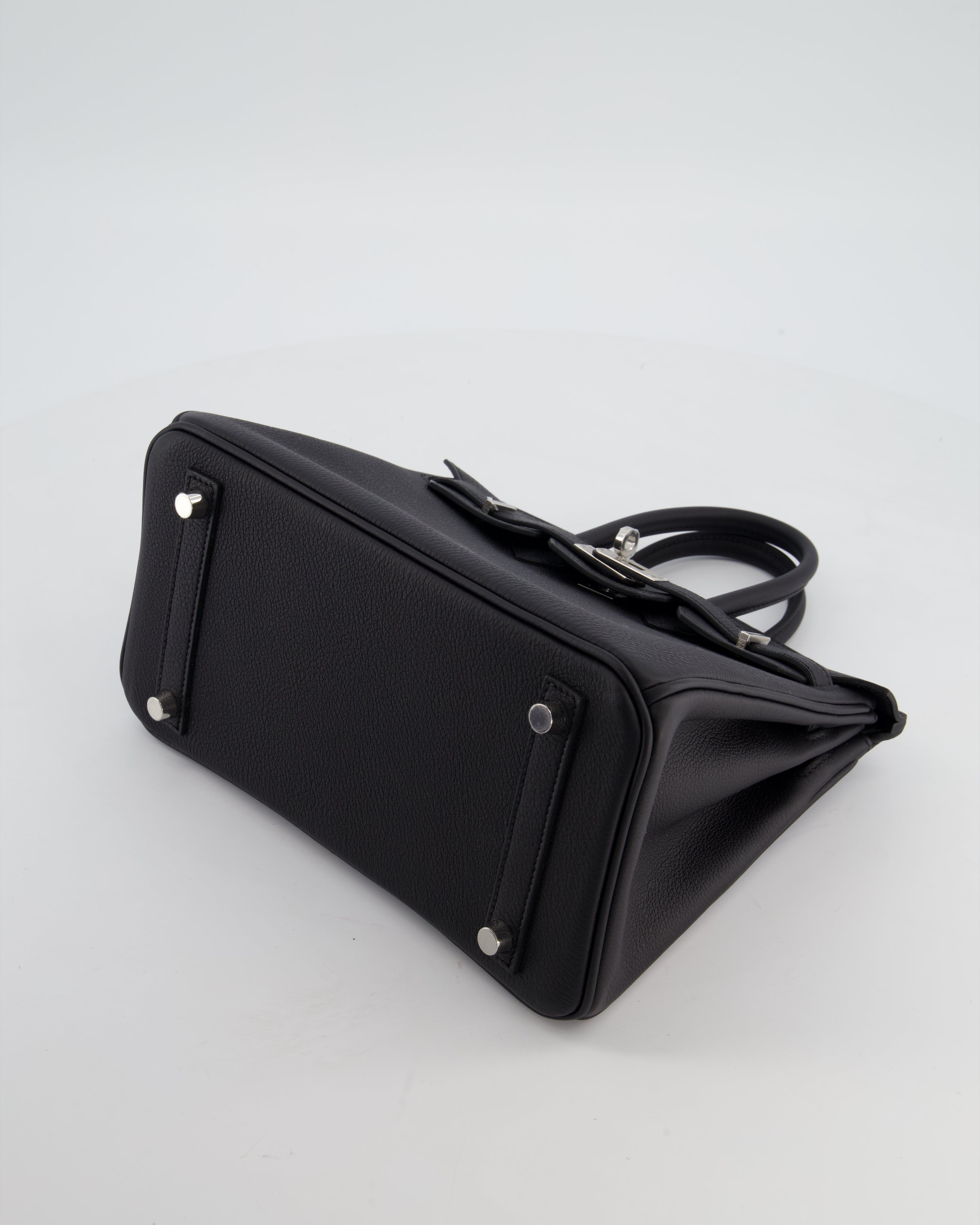 *HOT & RARE* Hermès Birkin 25 Retourne Bag in Noir Togo Leather with Palladium Hardware