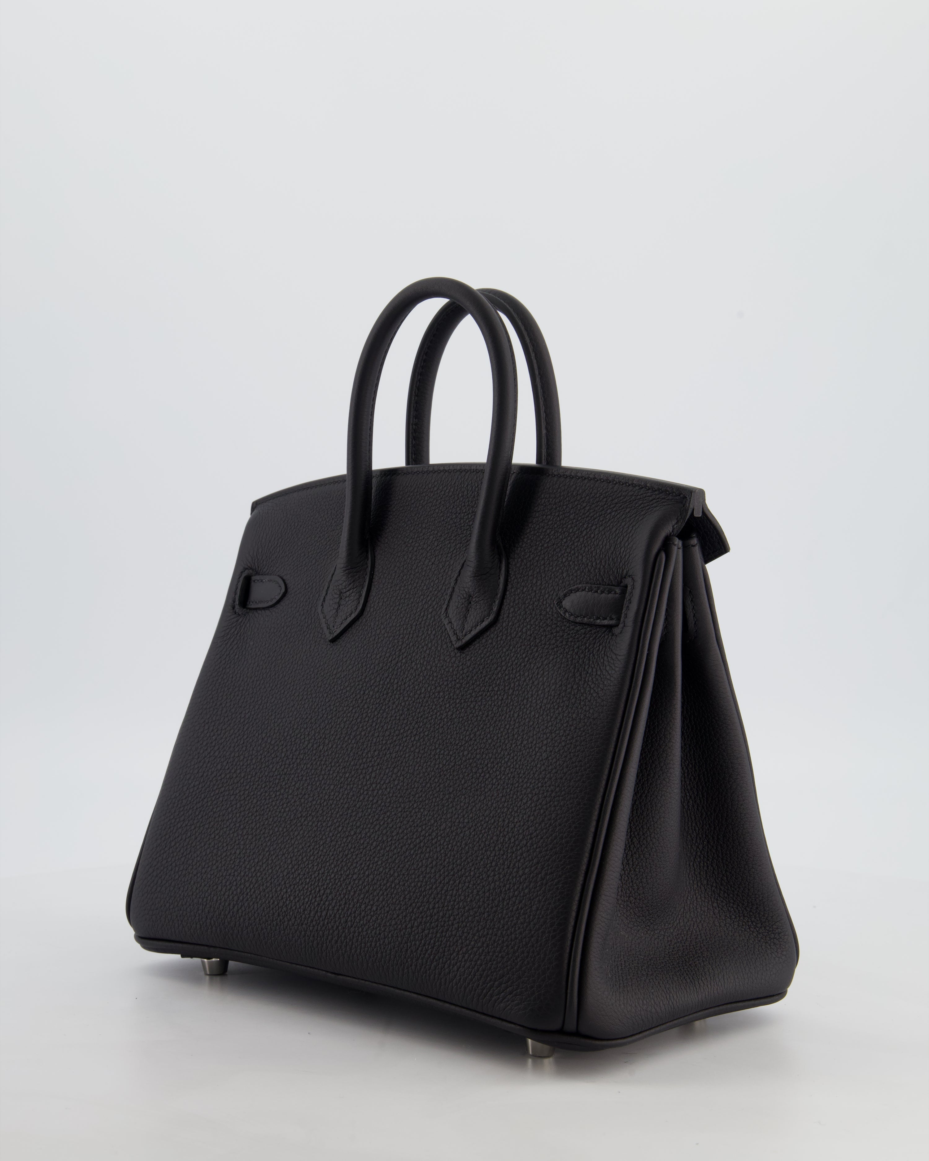 *HOT & RARE* Hermès Birkin 25 Retourne Bag in Noir Togo Leather with Palladium Hardware