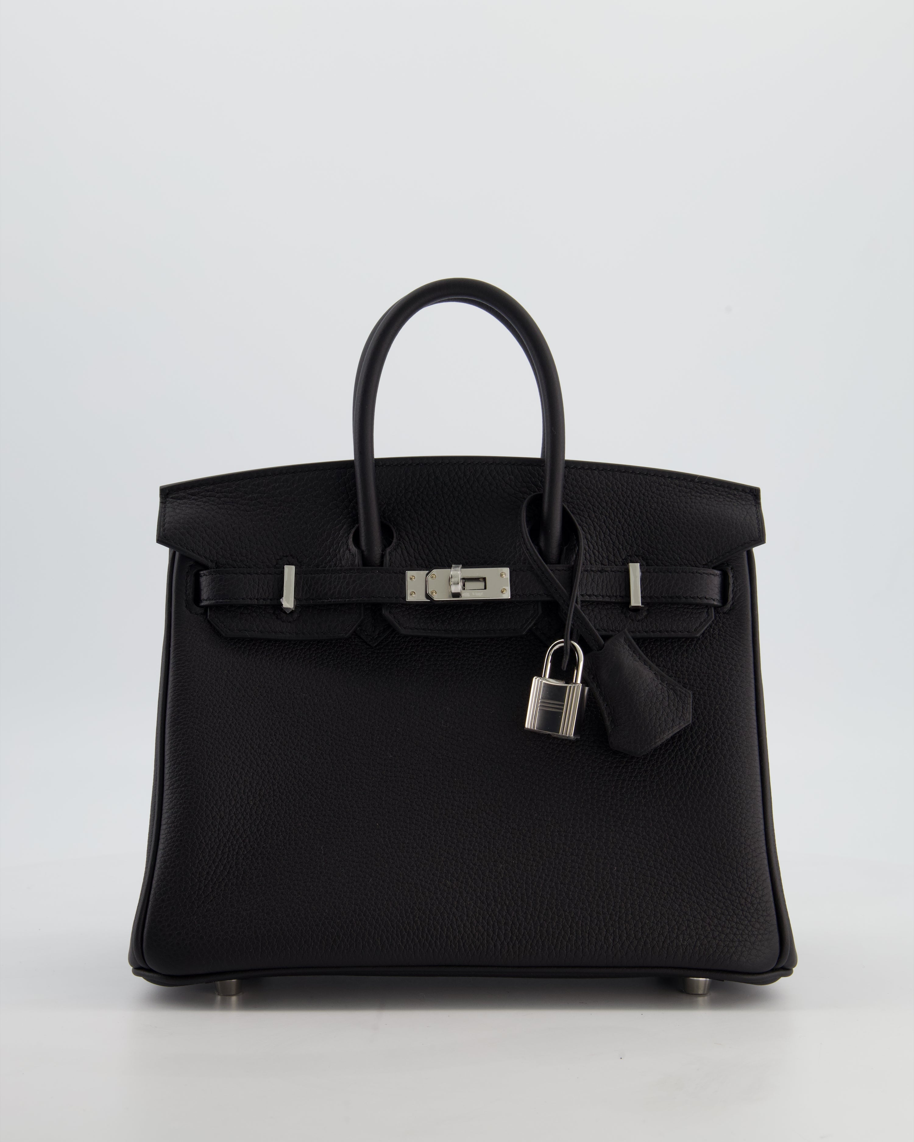 *HOT & RARE* Hermès Birkin 25 Retourne Bag in Noir Togo Leather with Palladium Hardware