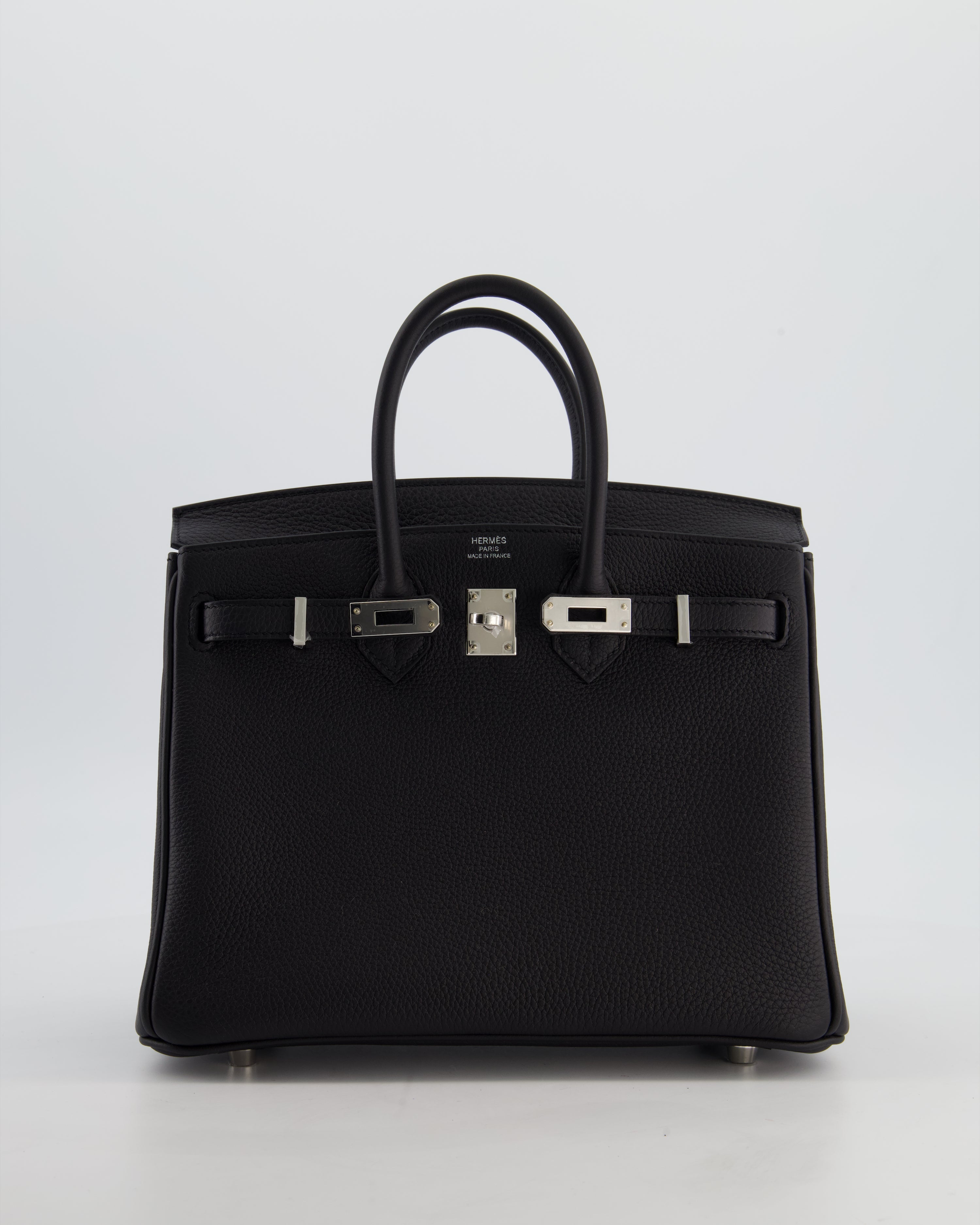 *HOT & RARE* Hermès Birkin 25 Retourne Bag in Noir Togo Leather with Palladium Hardware