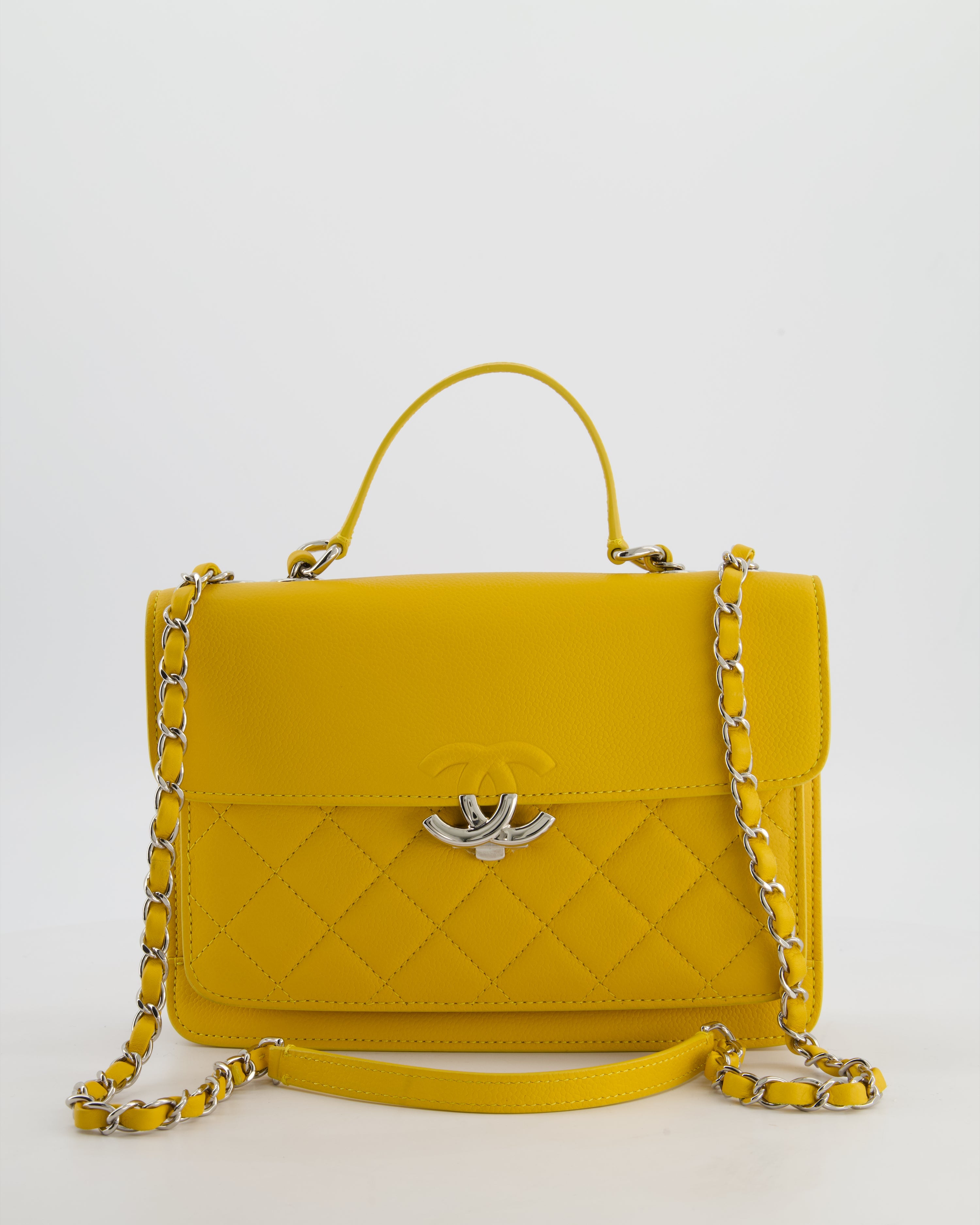 *FIRE PRICE* Chanel Yellow CC Box Bag in Caviar Leather with Silver Hardware