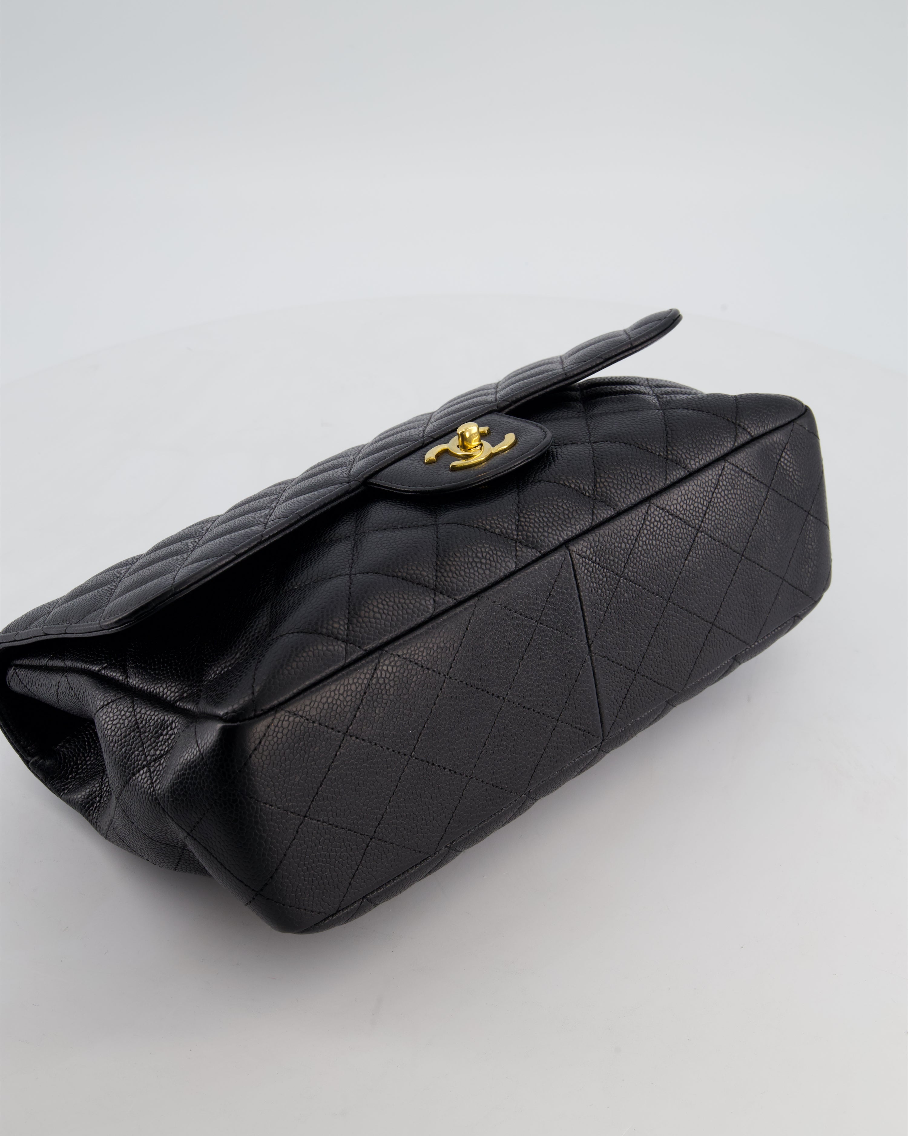 *FIRE PRICE* Chanel Black Jumbo Classic Single Flap Bag in Caviar Leather with Gold Hardware