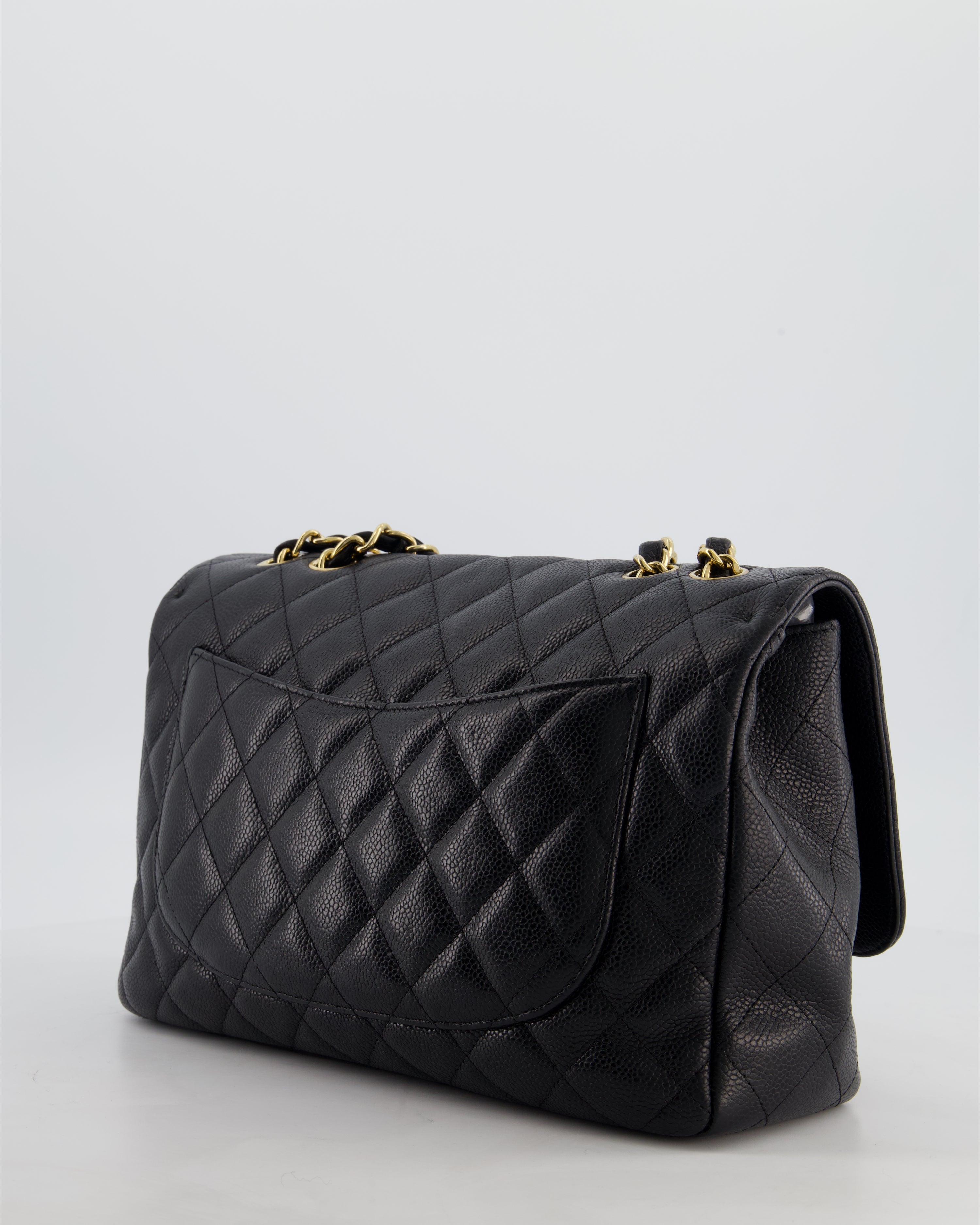 *FIRE PRICE* Chanel Black Jumbo Classic Single Flap Bag in Caviar Leather with Gold Hardware