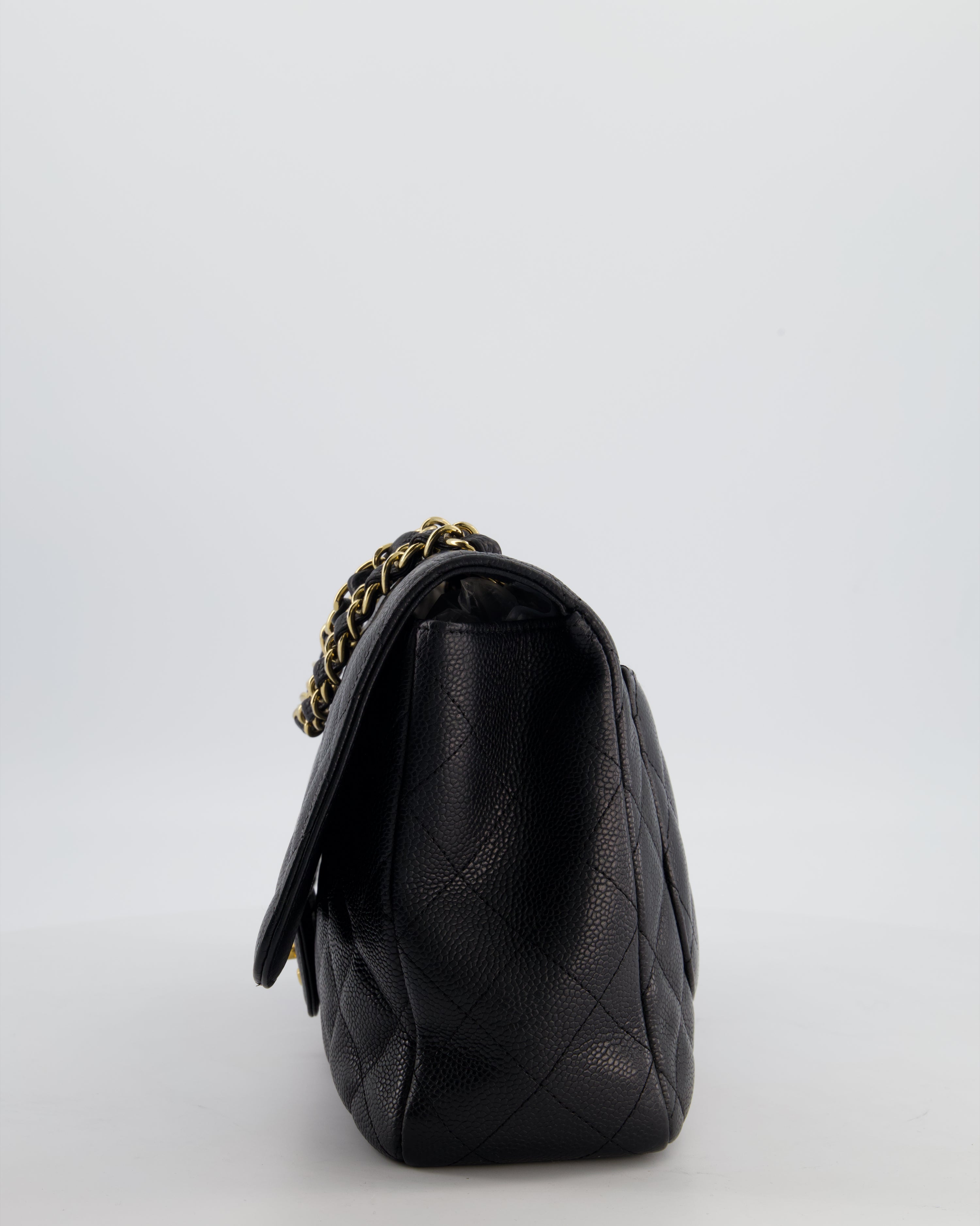 *FIRE PRICE* Chanel Black Jumbo Classic Single Flap Bag in Caviar Leather with Gold Hardware