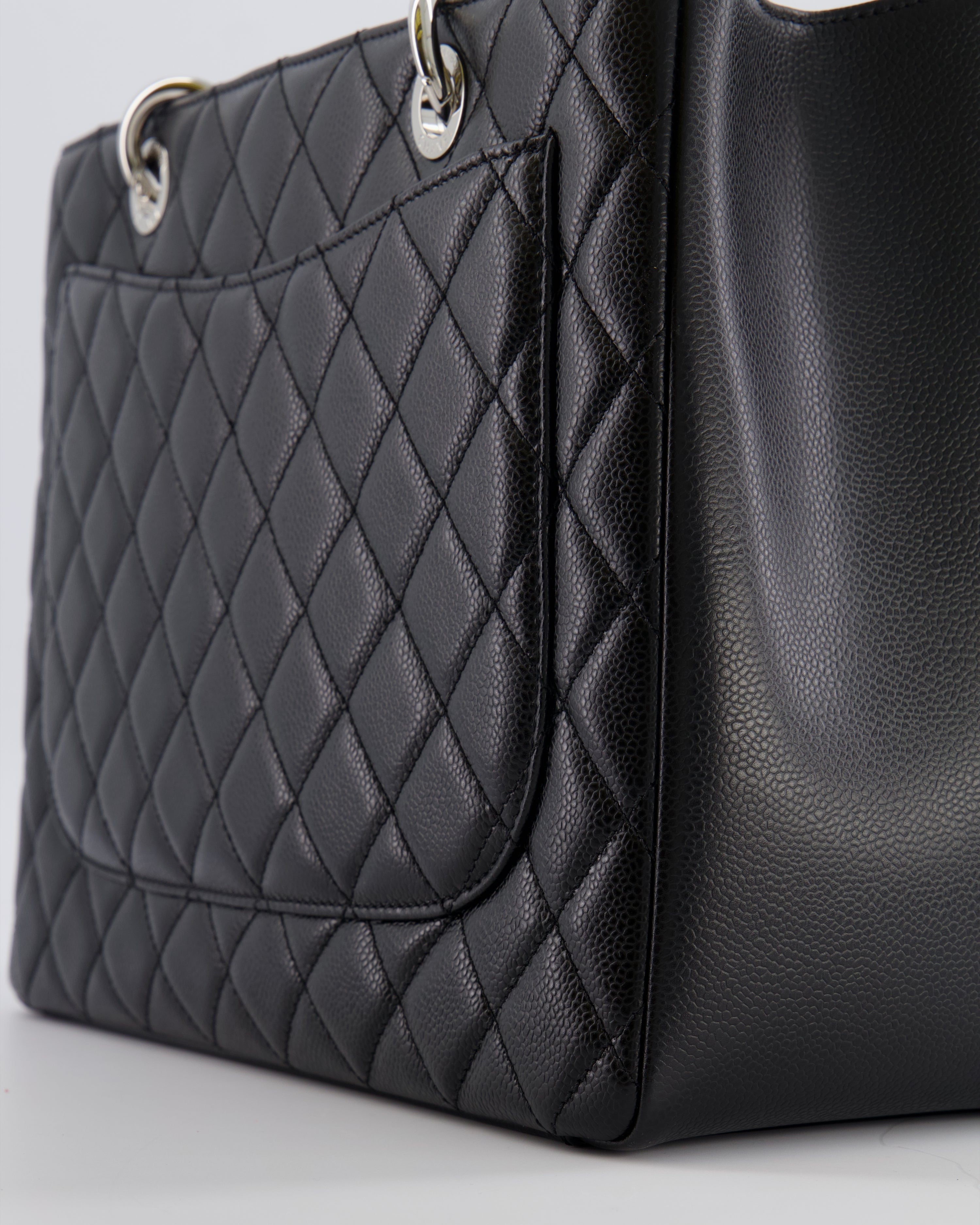 *AMAZING SHAPE* Chanel Grand Shopping Tote GST Bag in Black Caviar Leather with Silver Hardware