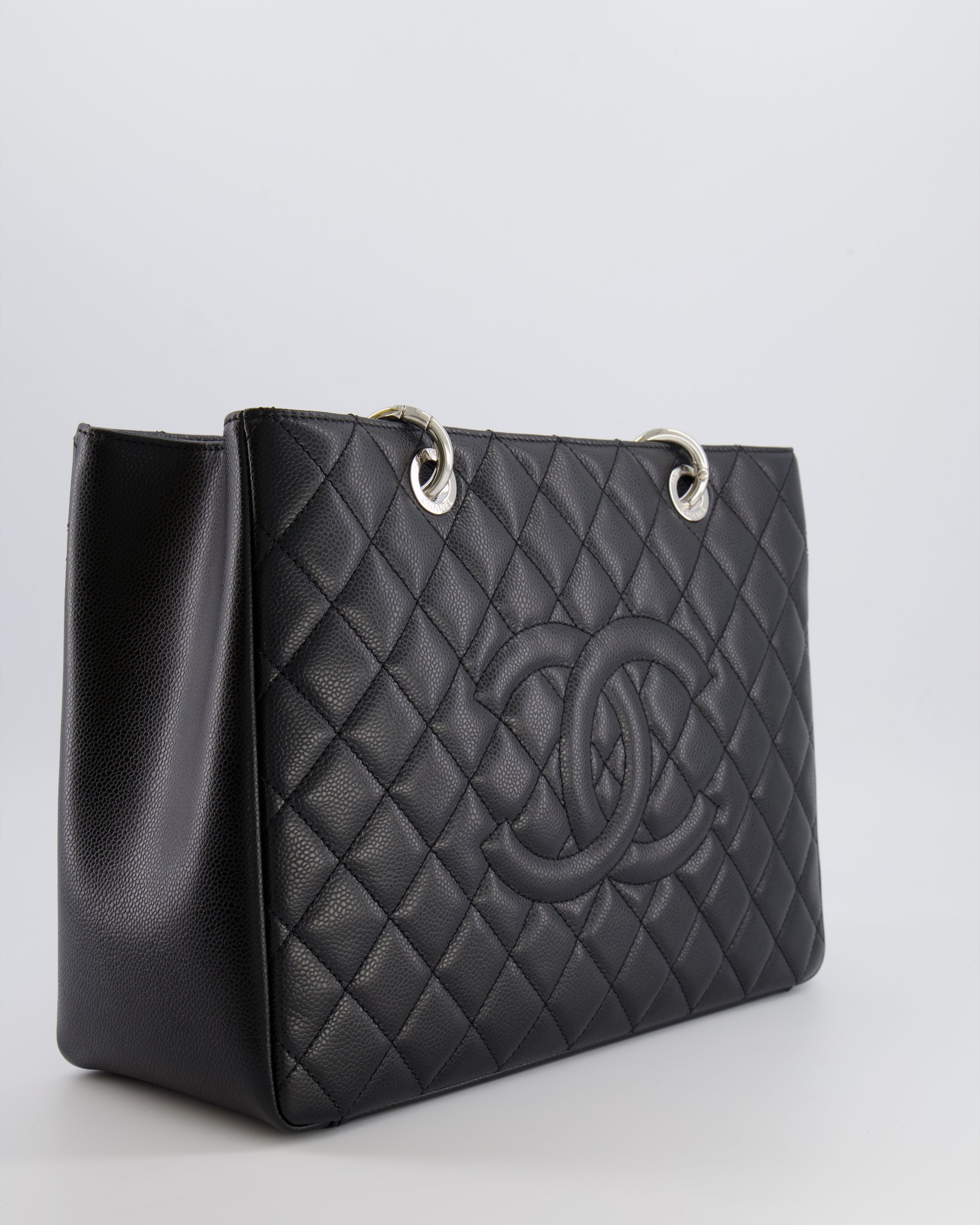 *AMAZING SHAPE* Chanel Grand Shopping Tote GST Bag in Black Caviar Leather with Silver Hardware