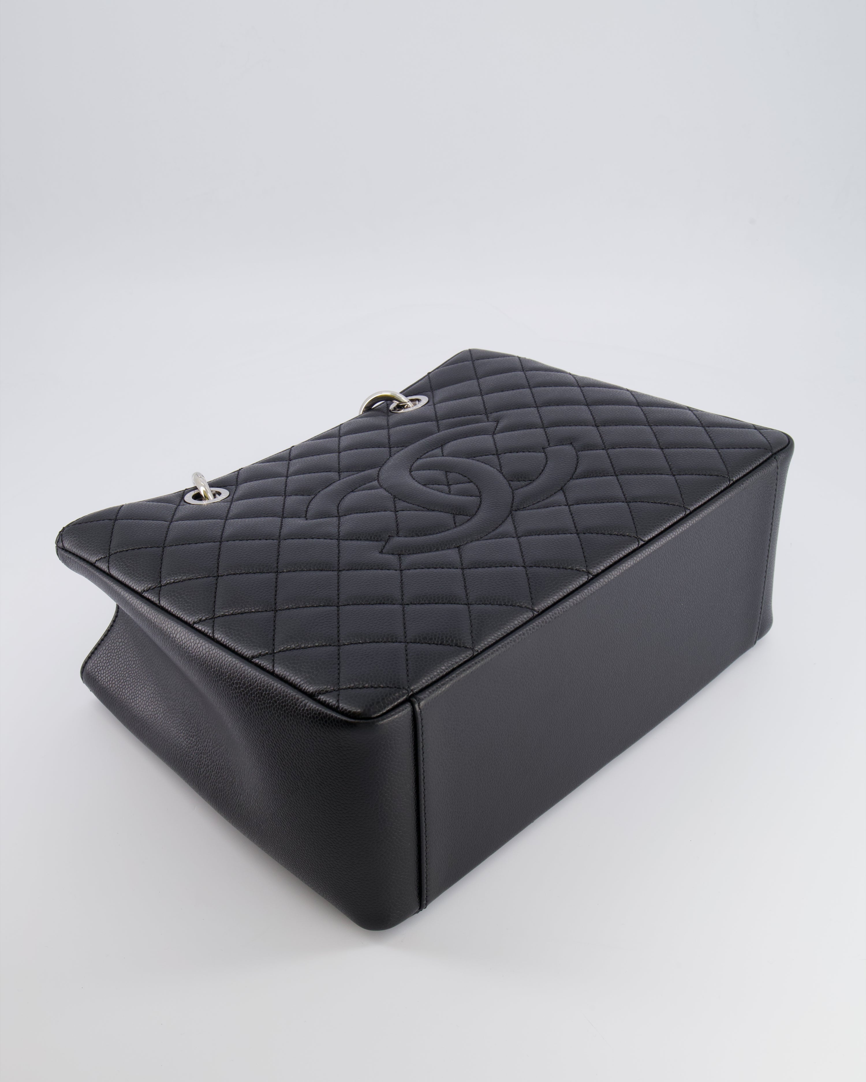 *AMAZING SHAPE* Chanel Grand Shopping Tote GST Bag in Black Caviar Leather with Silver Hardware