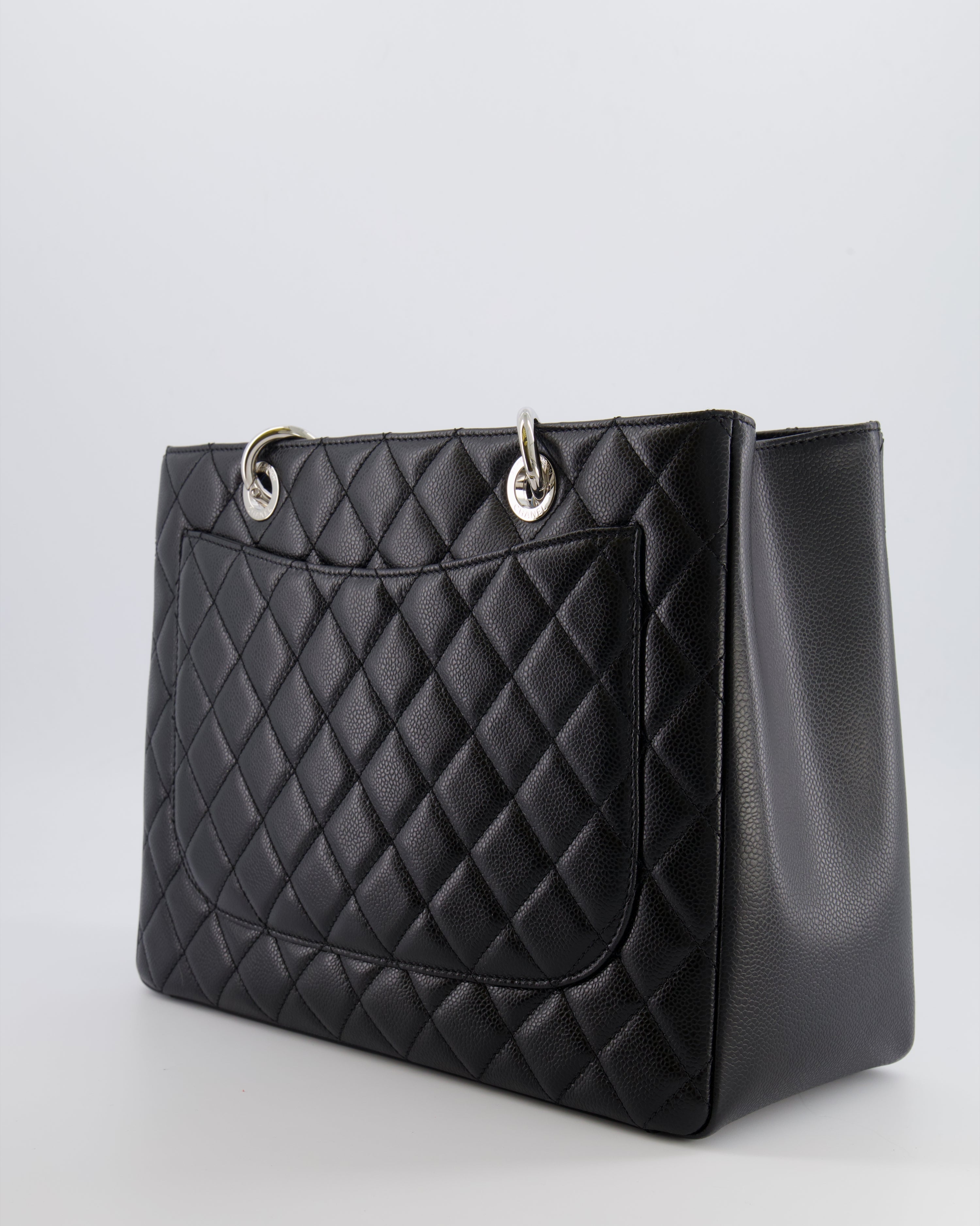 *AMAZING SHAPE* Chanel Grand Shopping Tote GST Bag in Black Caviar Leather with Silver Hardware