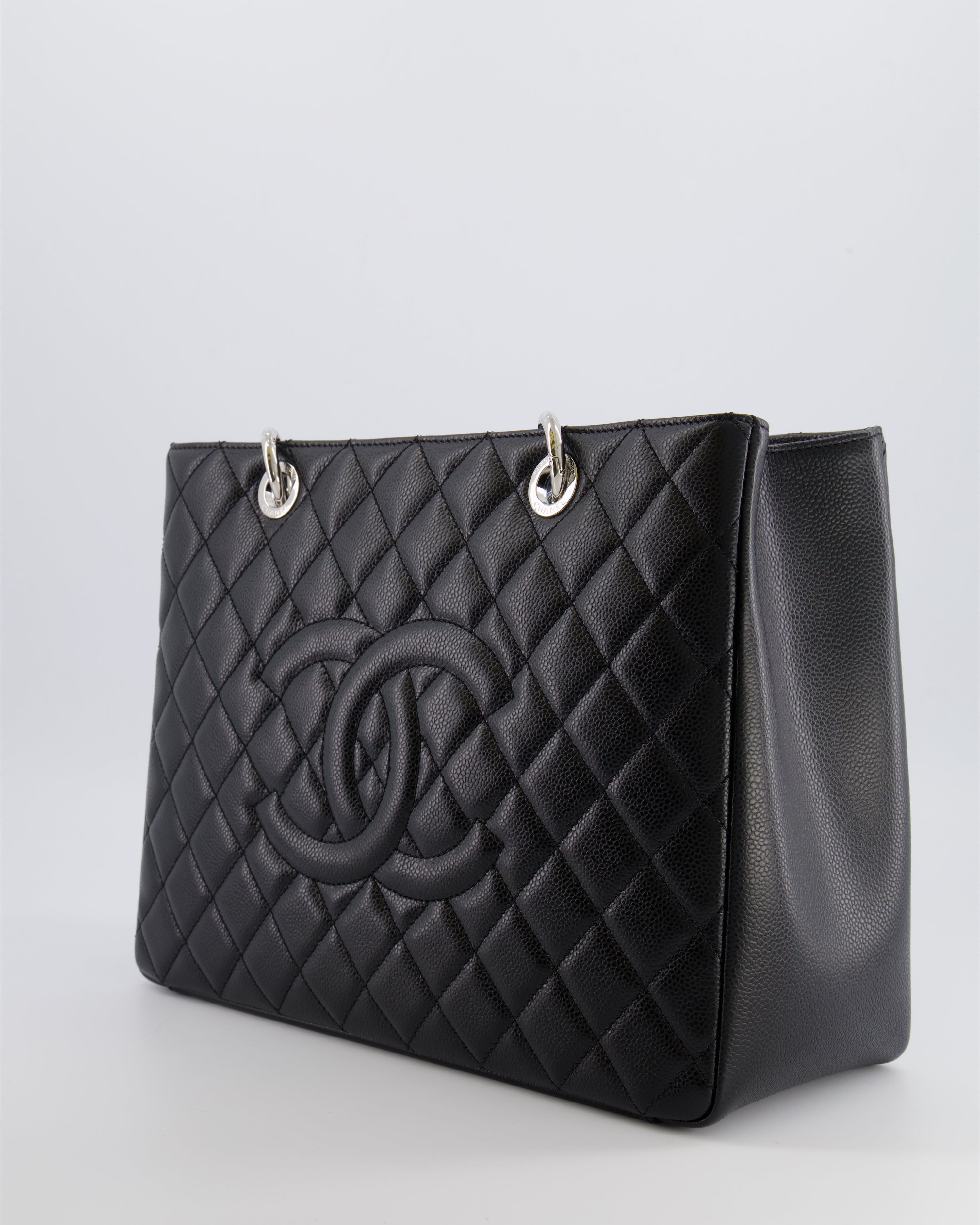 *AMAZING SHAPE* Chanel Grand Shopping Tote GST Bag in Black Caviar Leather with Silver Hardware
