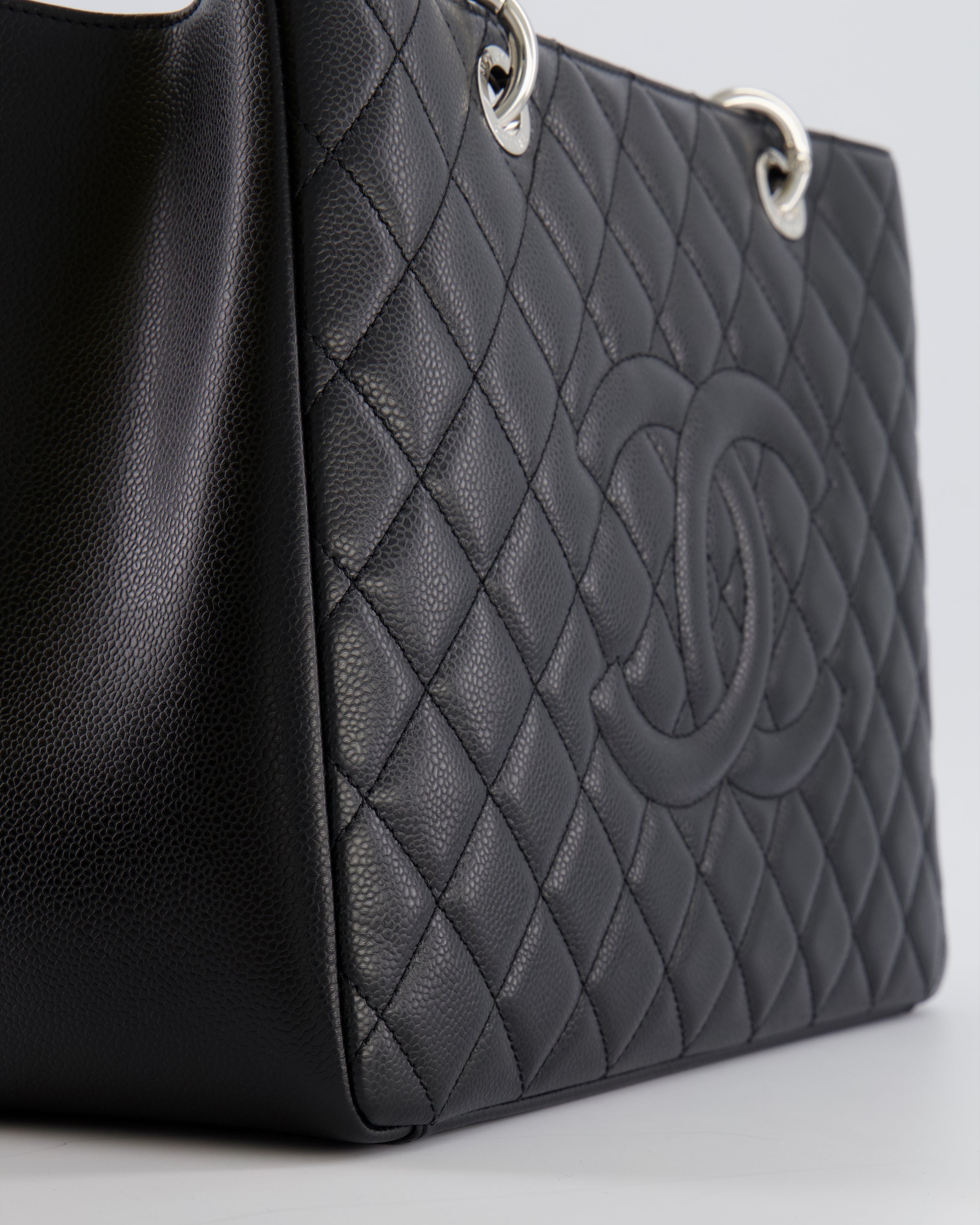 *AMAZING SHAPE* Chanel Grand Shopping Tote GST Bag in Black Caviar Leather with Silver Hardware