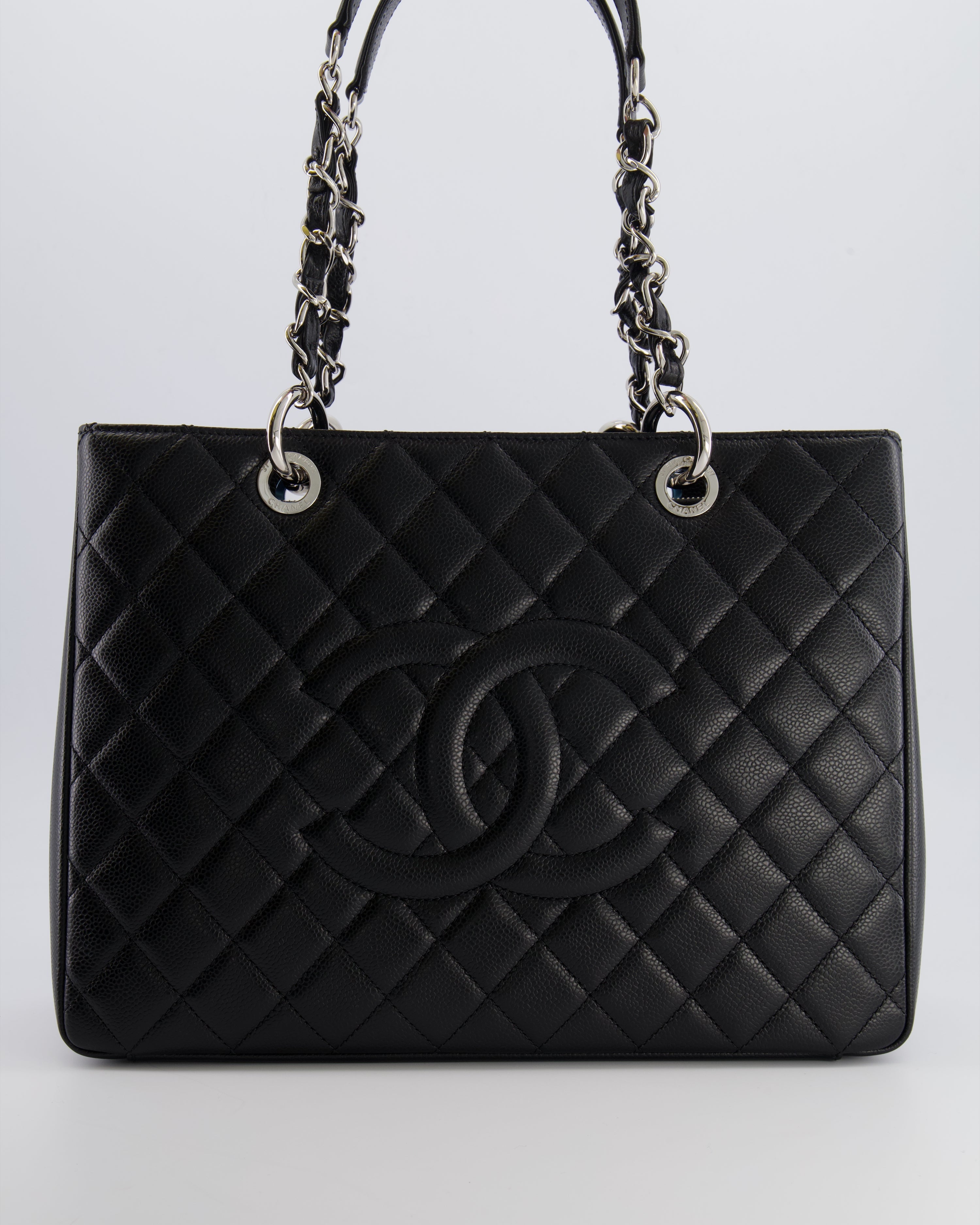 *AMAZING SHAPE* Chanel Grand Shopping Tote GST Bag in Black Caviar Leather with Silver Hardware