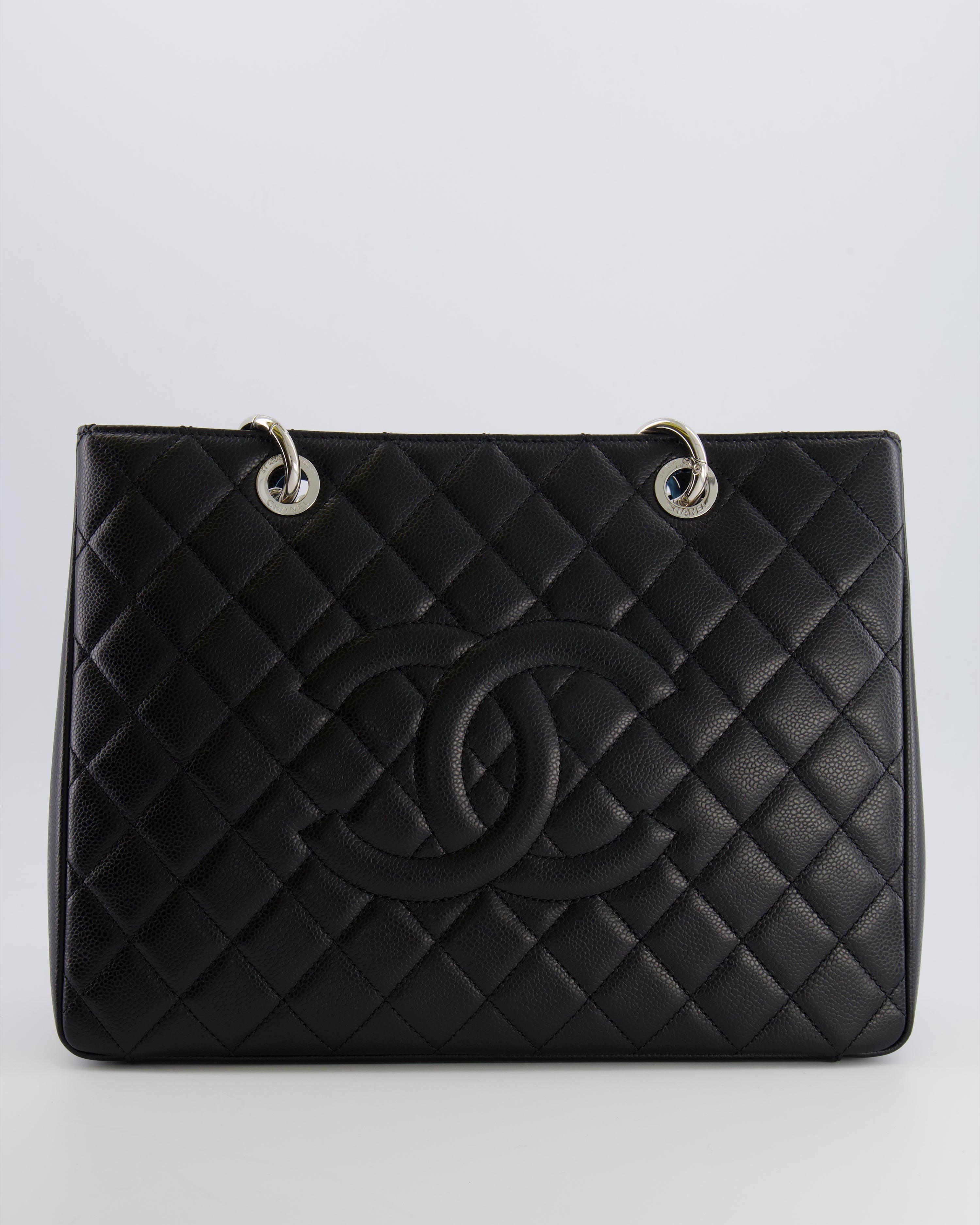 *AMAZING SHAPE* Chanel Grand Shopping Tote GST Bag in Black Caviar Leather with Silver Hardware