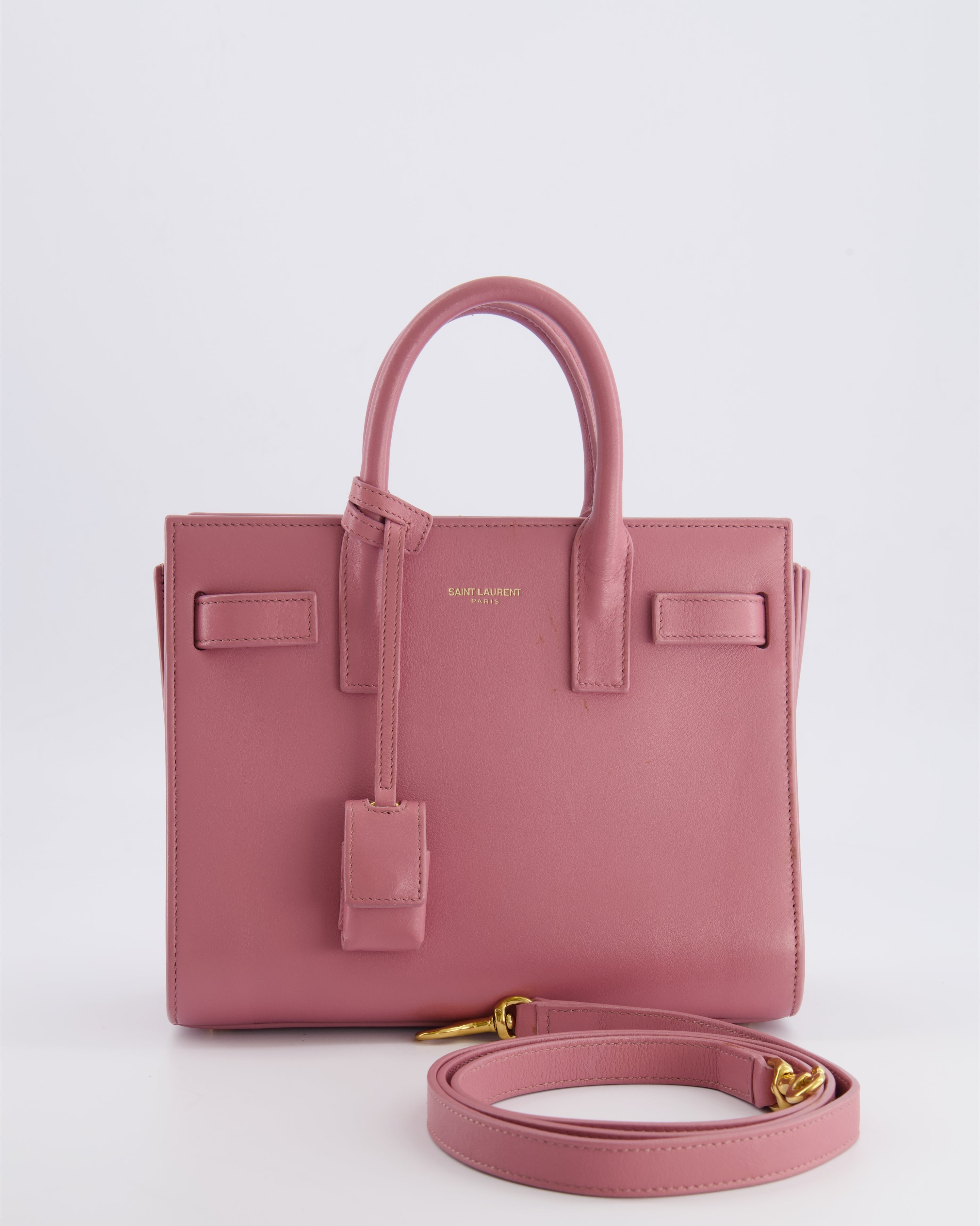 Saint Laurent Pink Leather Small Sac De Jour Bag with Gold Hardware RRP £2,040