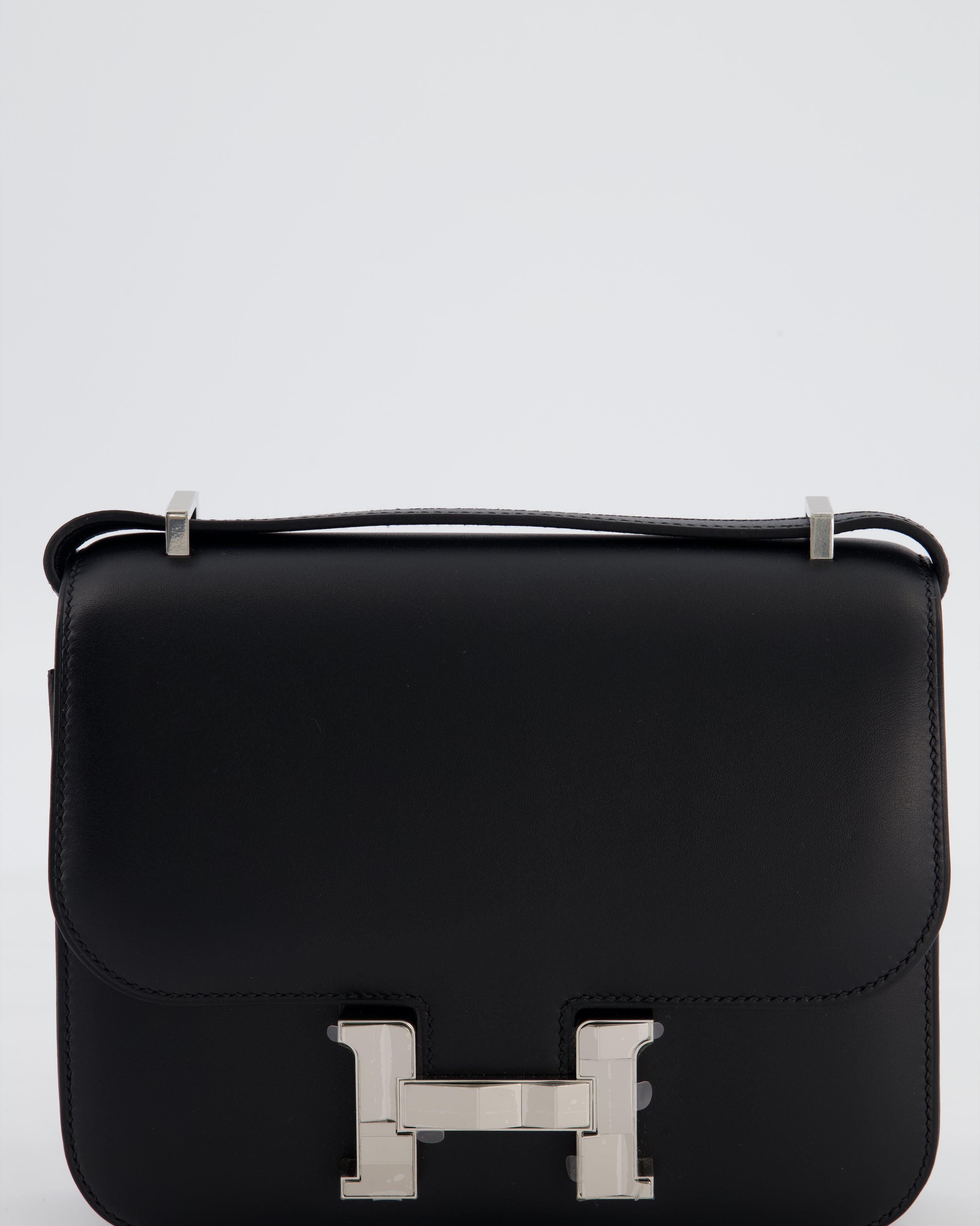 *BLUE BOX* Hermès Constance III 18 Mini Studio 24 Bag in Noir Monsieur Leather with Palladium Hardware