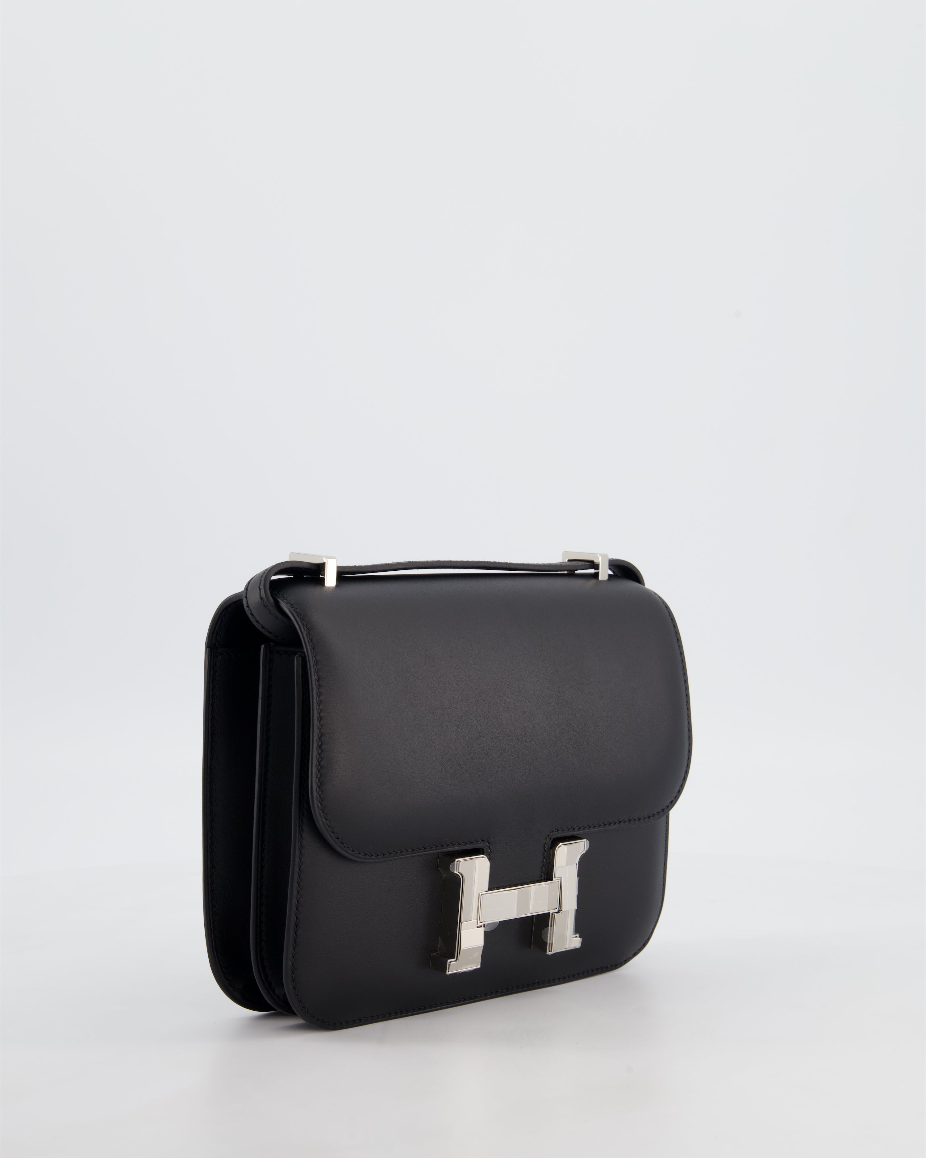 *BLUE BOX* Hermès Constance III 18 Mini Studio 24 Bag in Noir Monsieur Leather with Palladium Hardware
