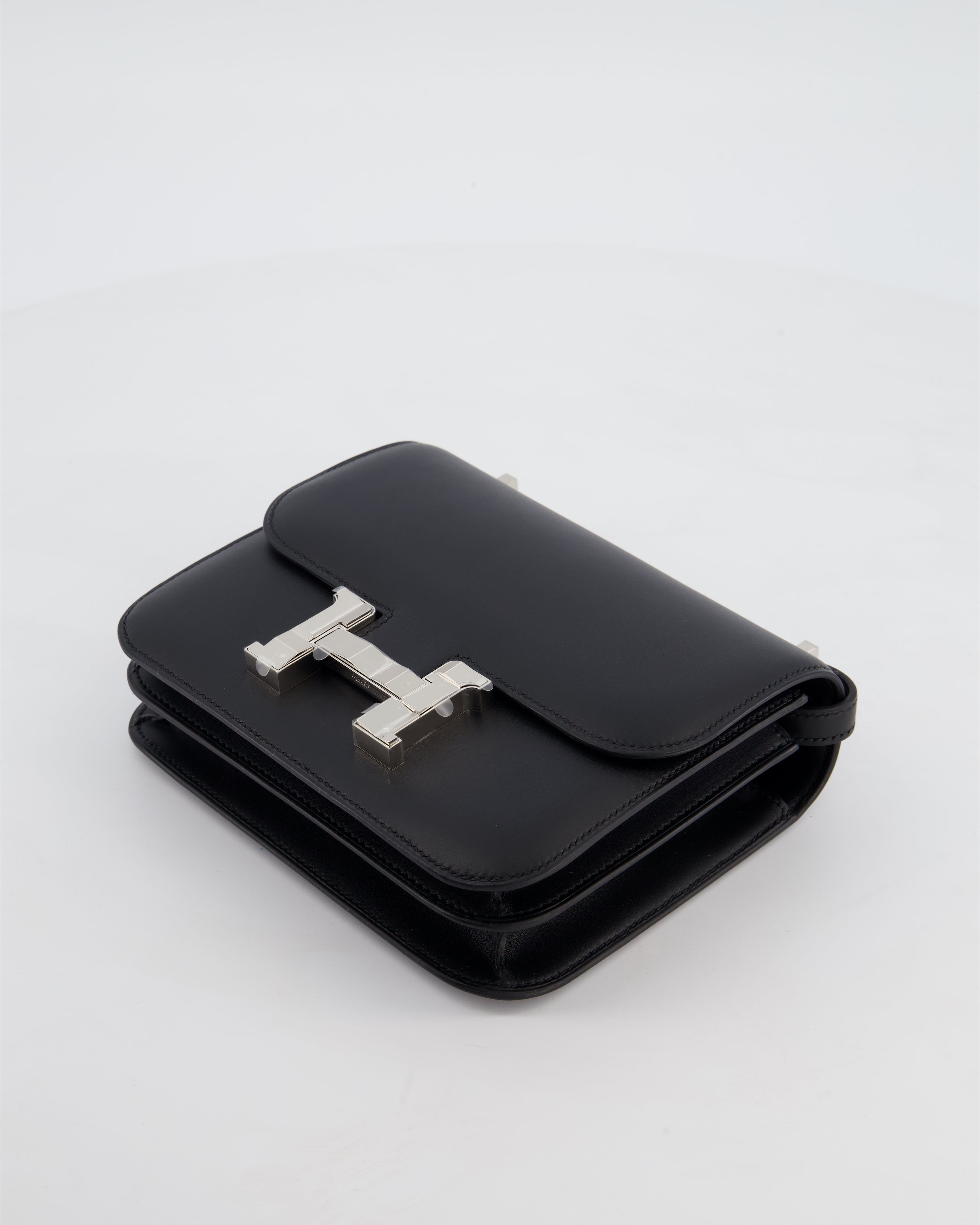 *BLUE BOX* Hermès Constance III 18 Mini Studio 24 Bag in Noir Monsieur Leather with Palladium Hardware